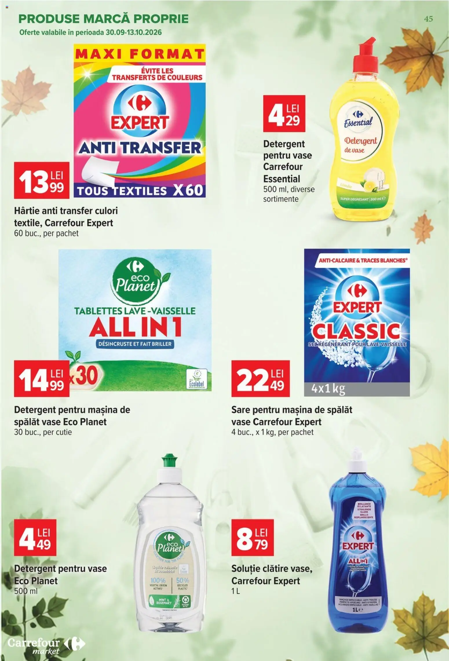 Catalog Carrefour 30 Septembrie - 12 Octombrie 2026 | Pagina 45 | Produse: Mașină De Spălat, Cutie, Detergent, Sare