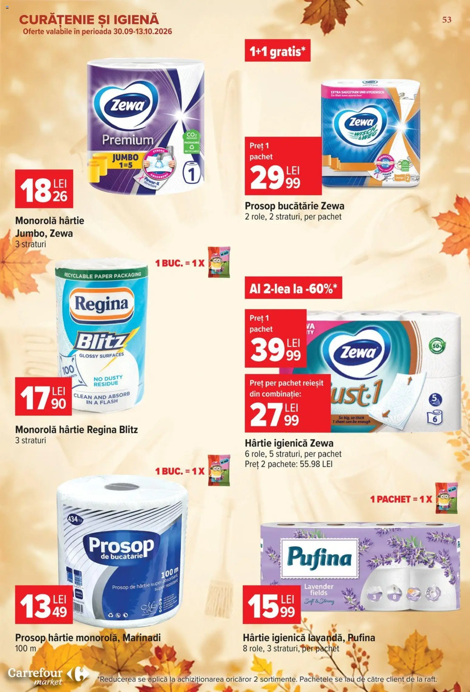 Catalog Carrefour 30 Septembrie - 12 Octombrie 2026 | Pagina 53 | Produse: Premium, Clean, Regina, Aplică