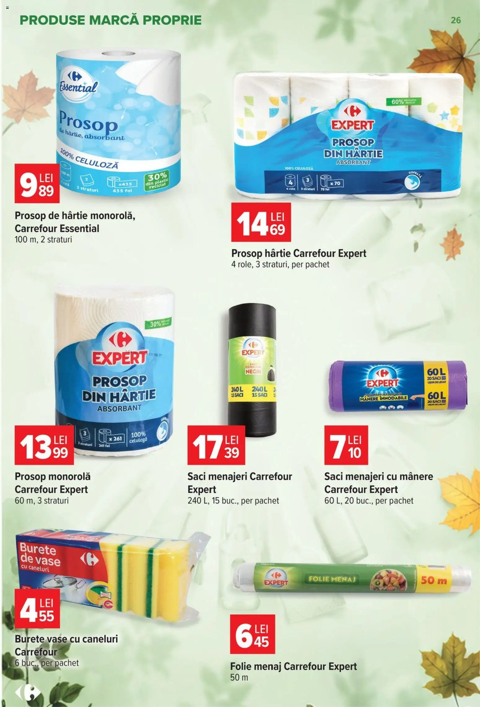 Catalog Carrefour 30 Septembrie - 12 Octombrie 2026 | Pagina 26 | Produse: Prosop monorolă, Vase, Saci menajeri, Burete