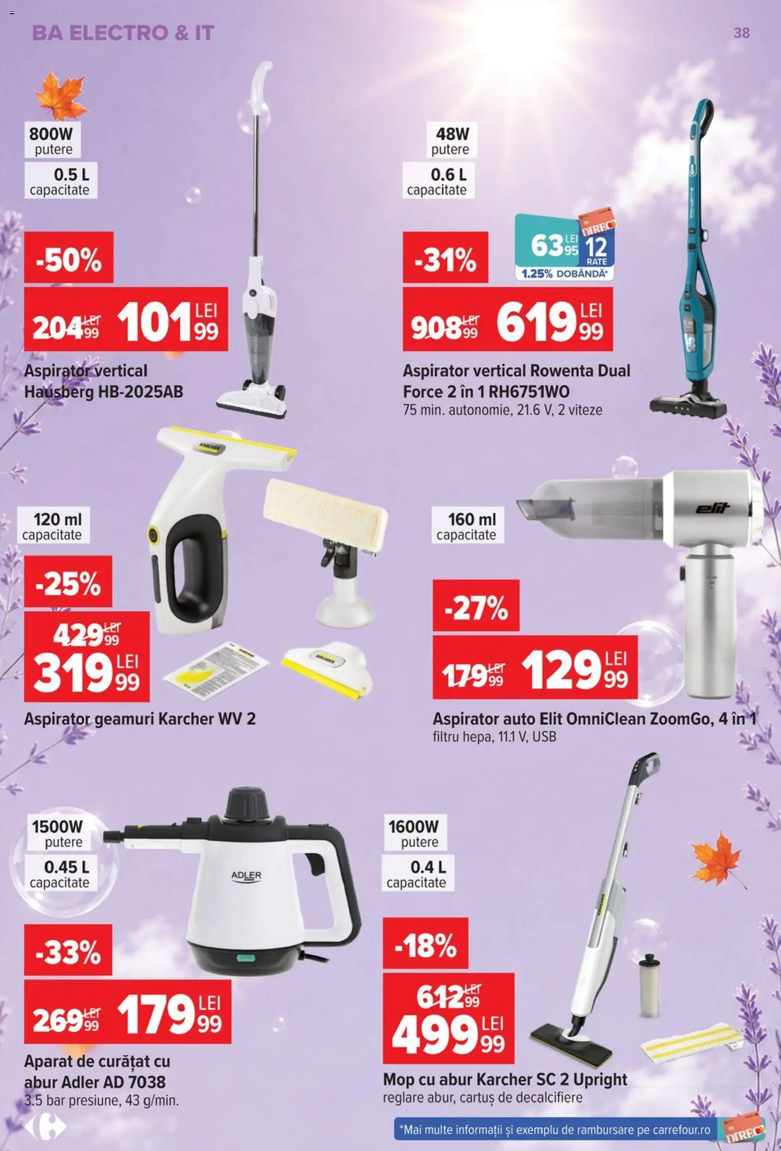 Catalog Carrefour 30 Septembrie - 12 Octombrie 2026 | Pagina 38 | Produse: Aspirator vertical, Usb, Aspirator, Aparat