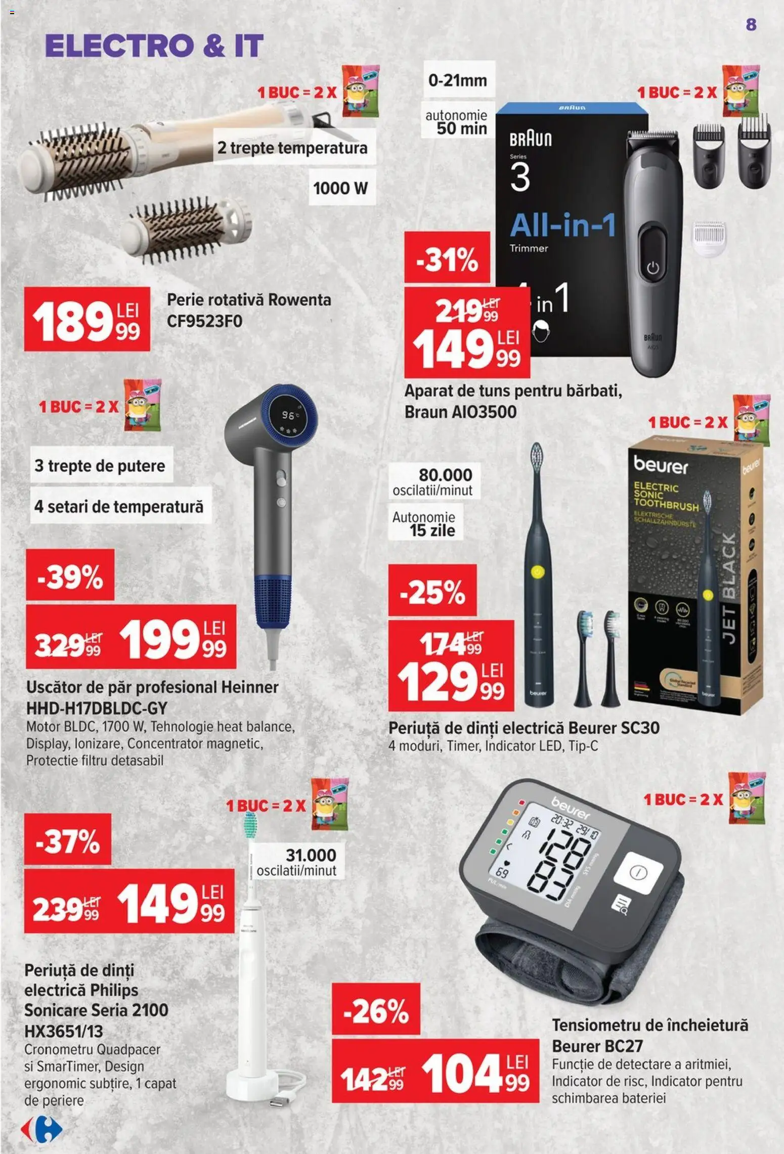 Catalog Carrefour 30 Septembrie - 12 Octombrie 2026 | Pagina 8 | Produse: Electrică, Perie rotativă, Uscător, Beurer