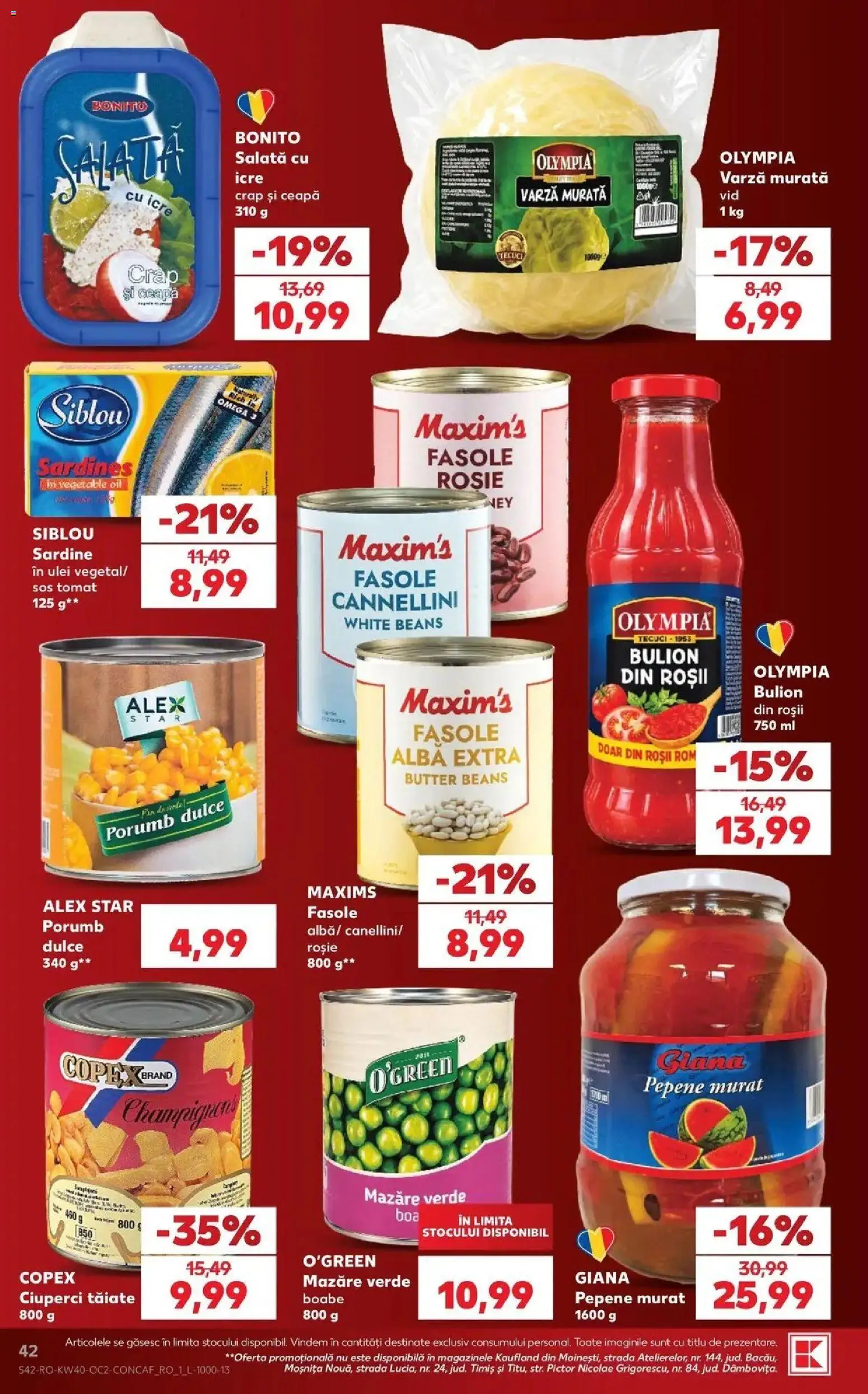 Catalog Kaufland 30 Septembrie - 5 Octombrie 2026 | Pagina 42 | Produse: Mazăre, Porumb, Ceapă, Varza murata