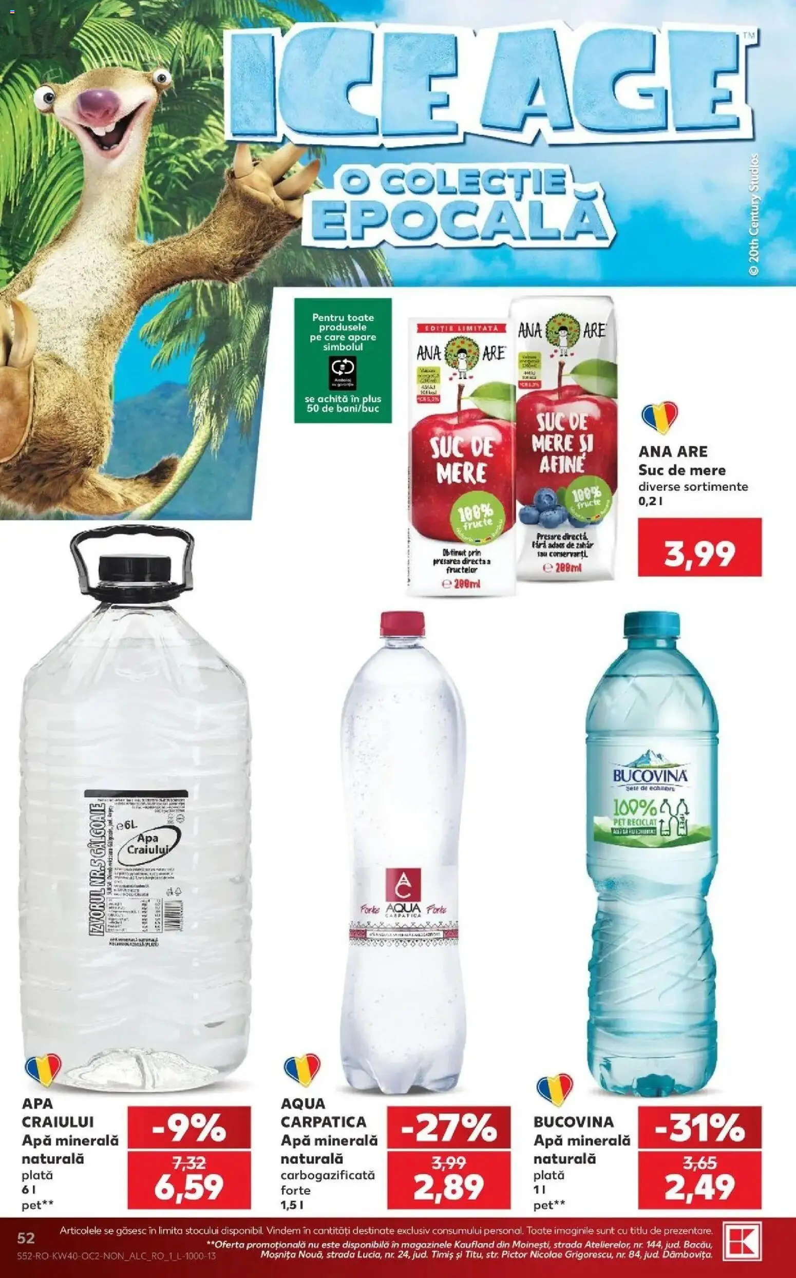 Catalog Kaufland 30 Septembrie - 5 Octombrie 2026 | Pagina 52 | Produse: Apa minerala, Suc, Mere, Apă