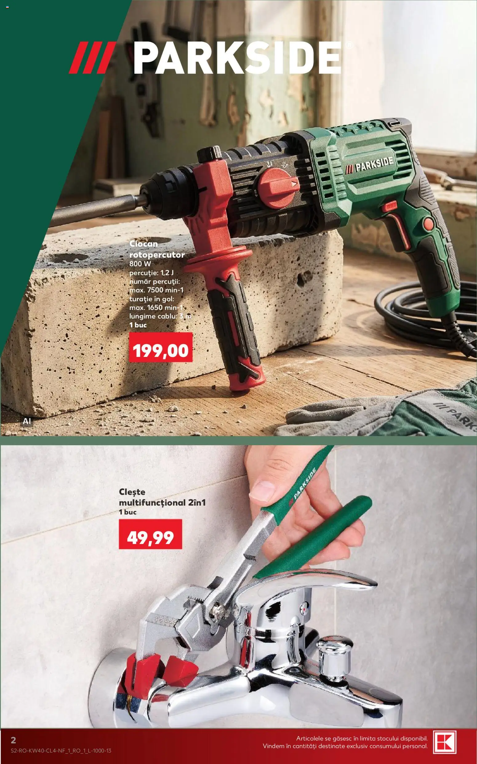 Catalog Kaufland 30 Septembrie - 5 Octombrie 2026 | Pagina 2 | Produse: Ciocan rotopercutor, Clește, Parkside
