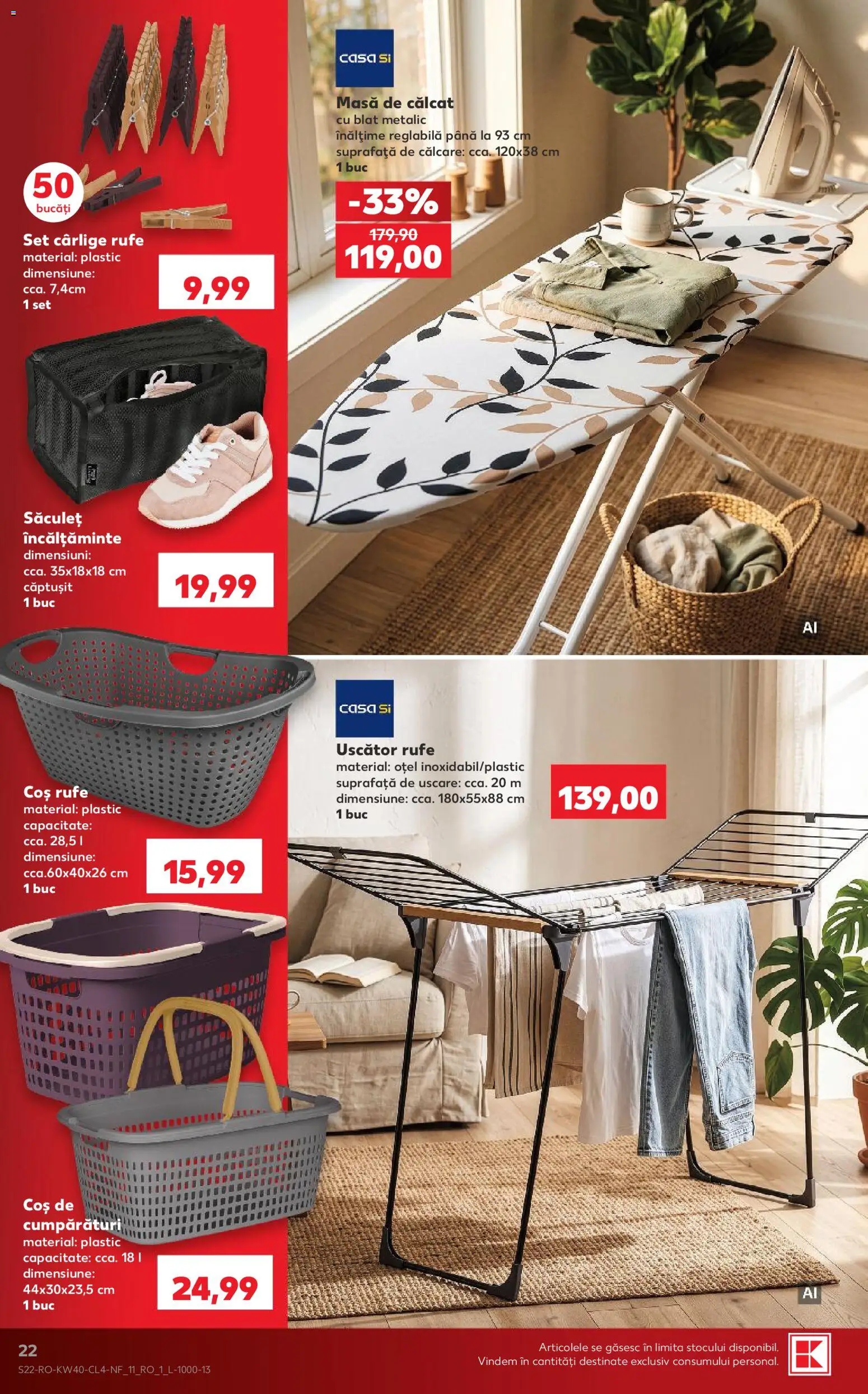Catalog Kaufland 30 Septembrie - 5 Octombrie 2026 | Pagina 22 | Produse: Uscător, Uscător rufe, Masă, Masă de călcat