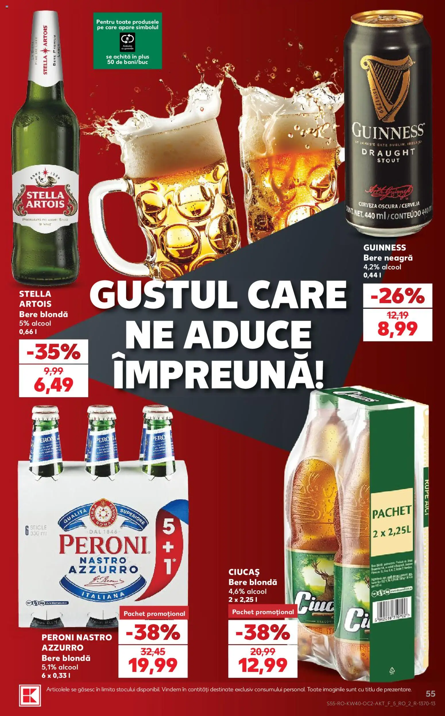 Catalog Kaufland 30 Septembrie - 5 Octombrie 2026 | Pagina 55 | Produse: Premium, Peroni nastro azzurro, Guinness, Plus