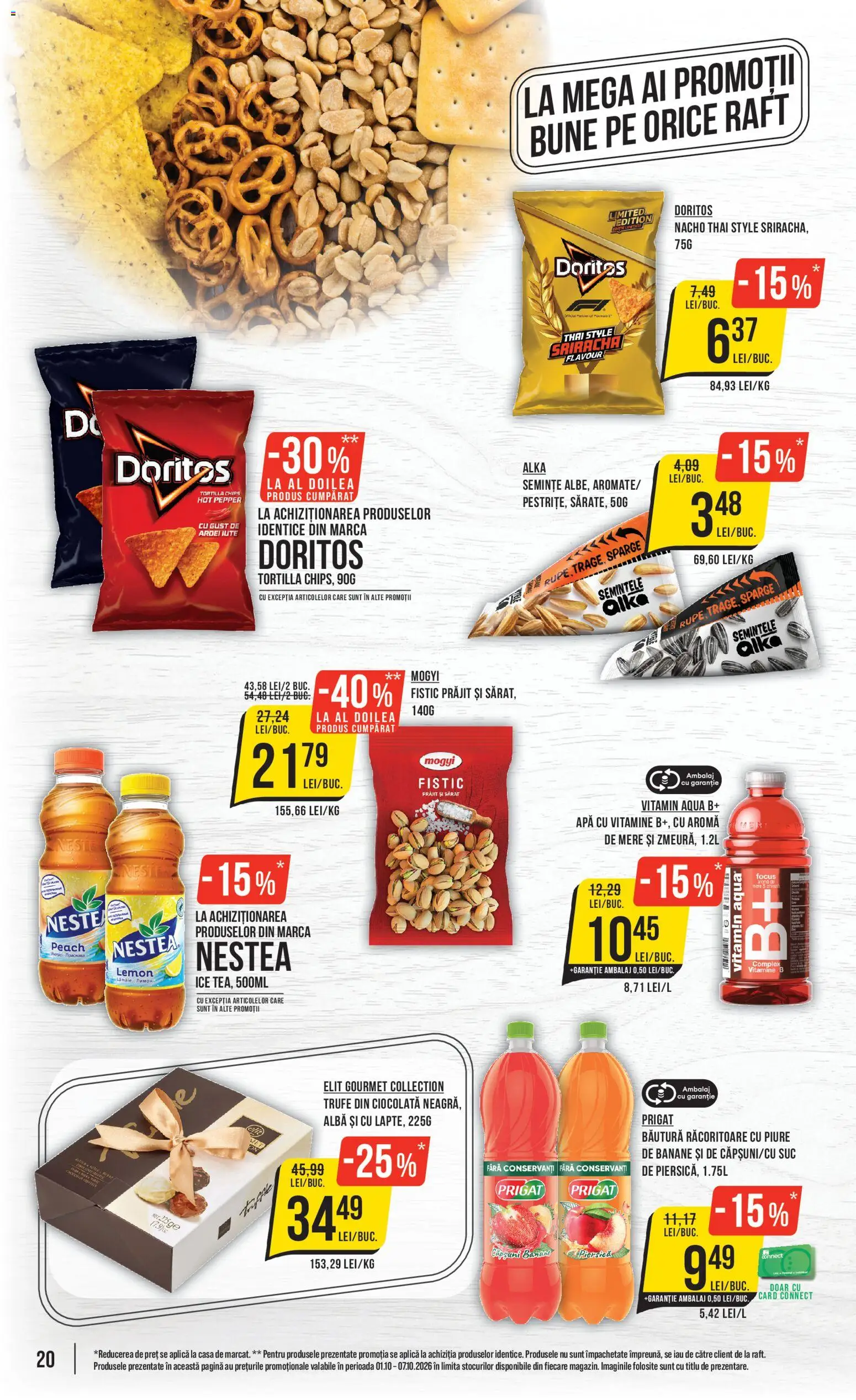 Catalog Mega Image 1 - 6 Octombrie 2026 | Pagina 20 | Produse: Mere, Apă cu vitamine, Apă, Doritos
