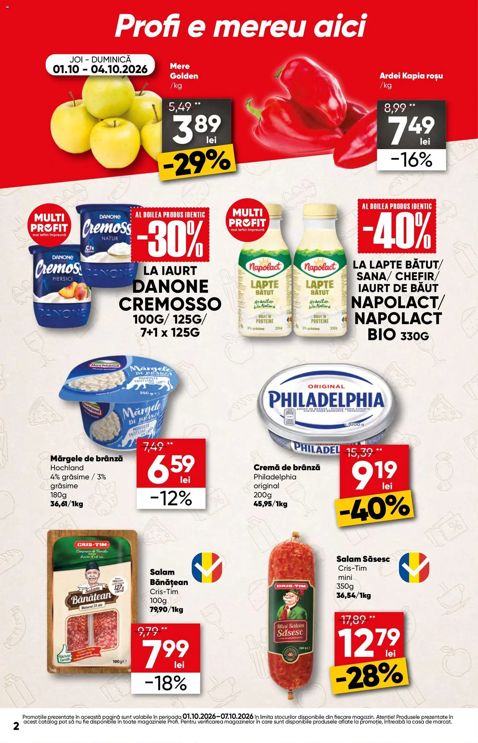 Catalog Profi 1 - 6 Octombrie 2026 | Pagina 2 | Produse: Bio, Iaurt, Cremă, Mere