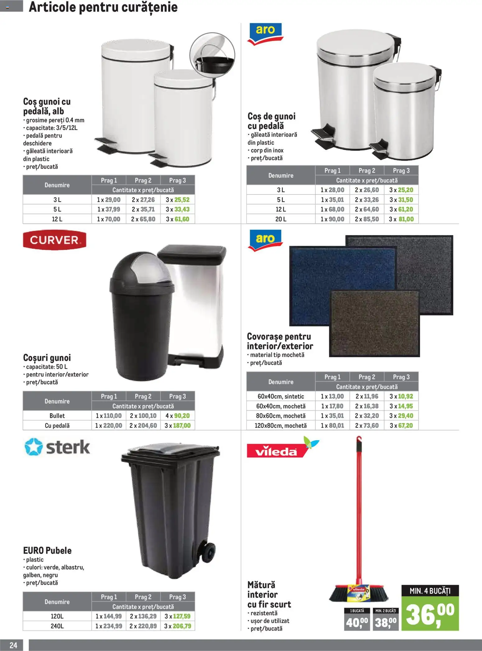 Catalog METRO 1 Octombrie 2026 - 3 Ianuarie 2027 | Pagina 24 | Produse: Coș de gunoi, Coș, Mochetă, Tip