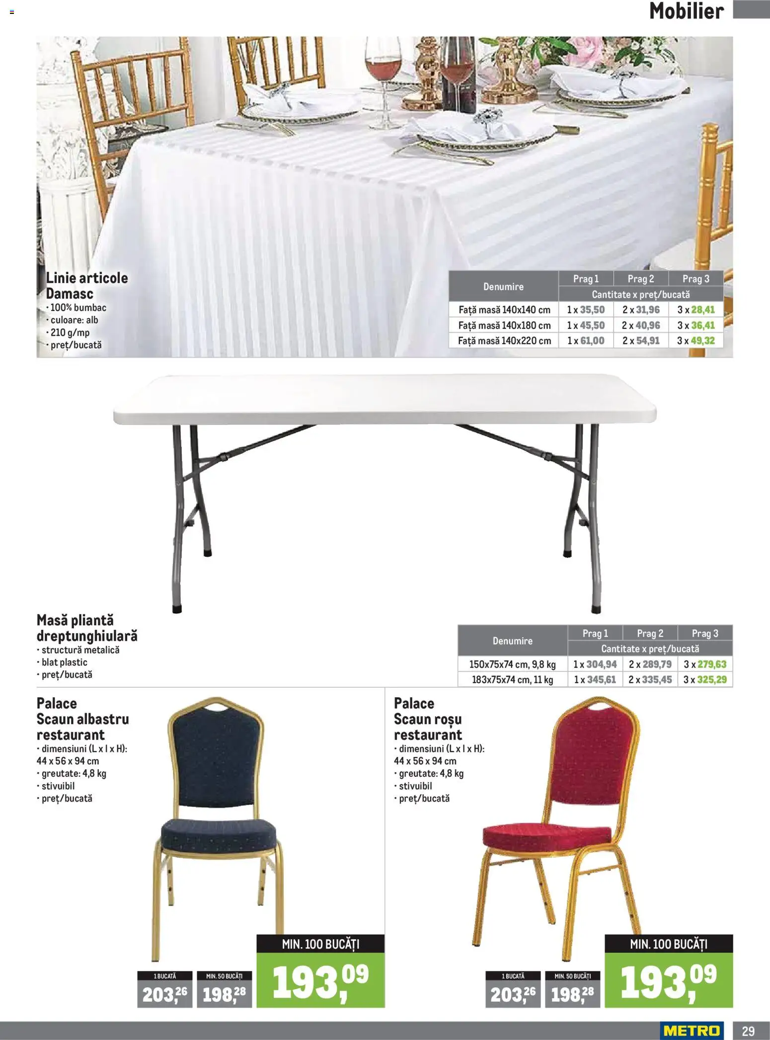 Catalog METRO 1 Octombrie 2026 - 3 Ianuarie 2027 | Pagina 29 | Produse: Masă, Scaun