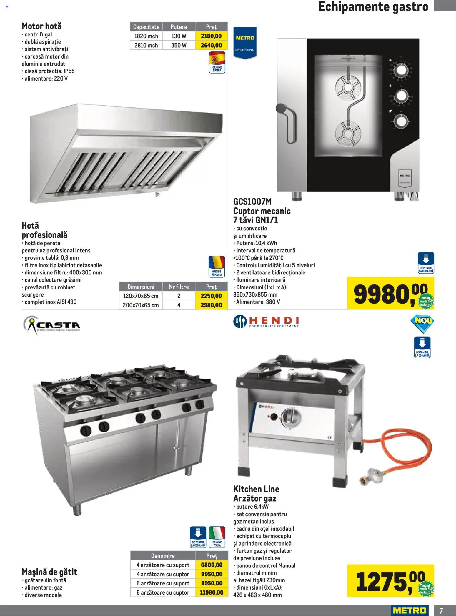 Catalog METRO 1 Octombrie 2026 - 3 Ianuarie 2027 | Pagina 7 | Produse: Gastro, Tablă, Suport, Mașină de gătit