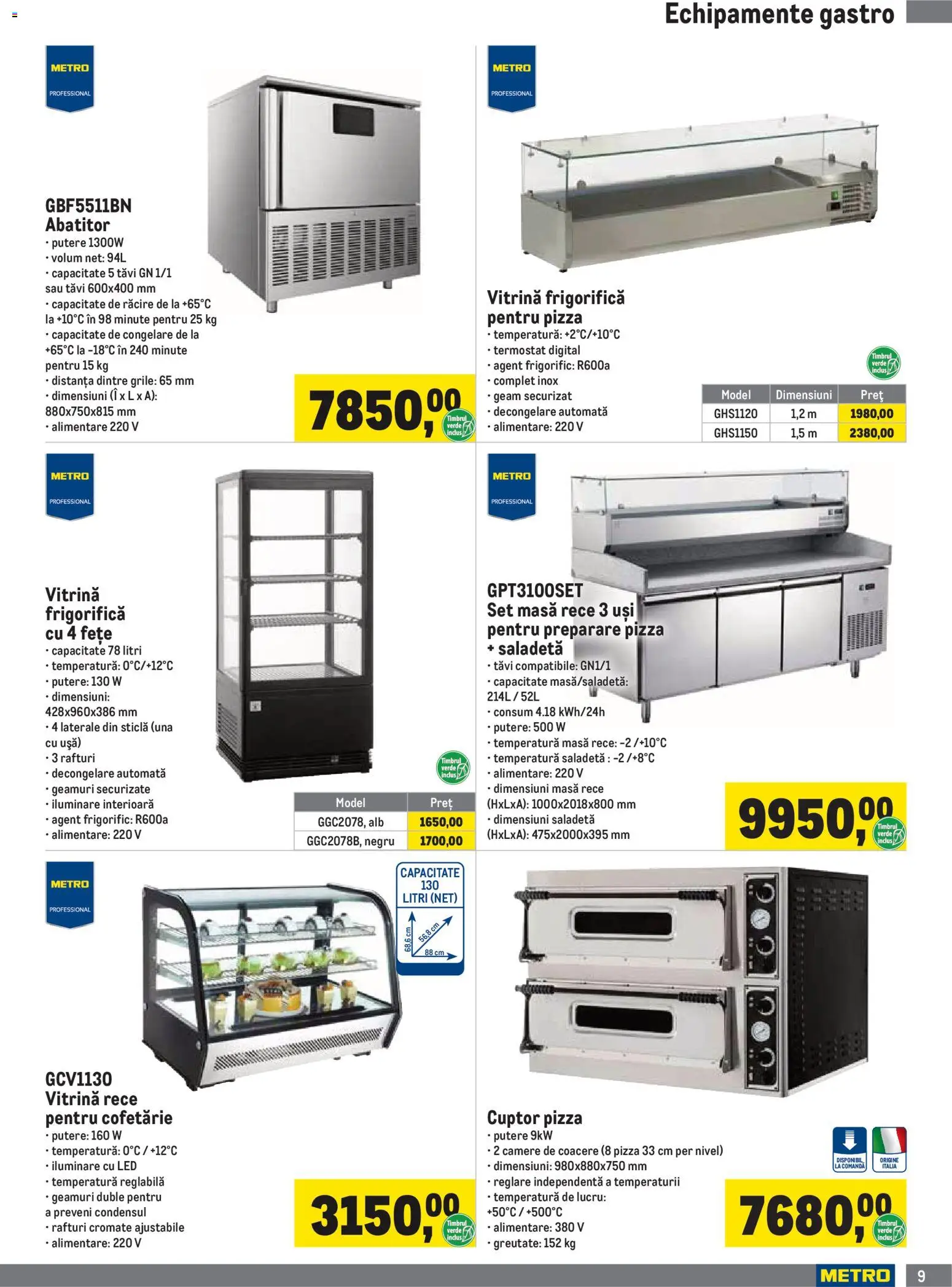 Catalog METRO 1 Octombrie 2026 - 3 Ianuarie 2027 | Pagina 9 | Produse: Masă, Vitrină, Pizza, Cofetărie