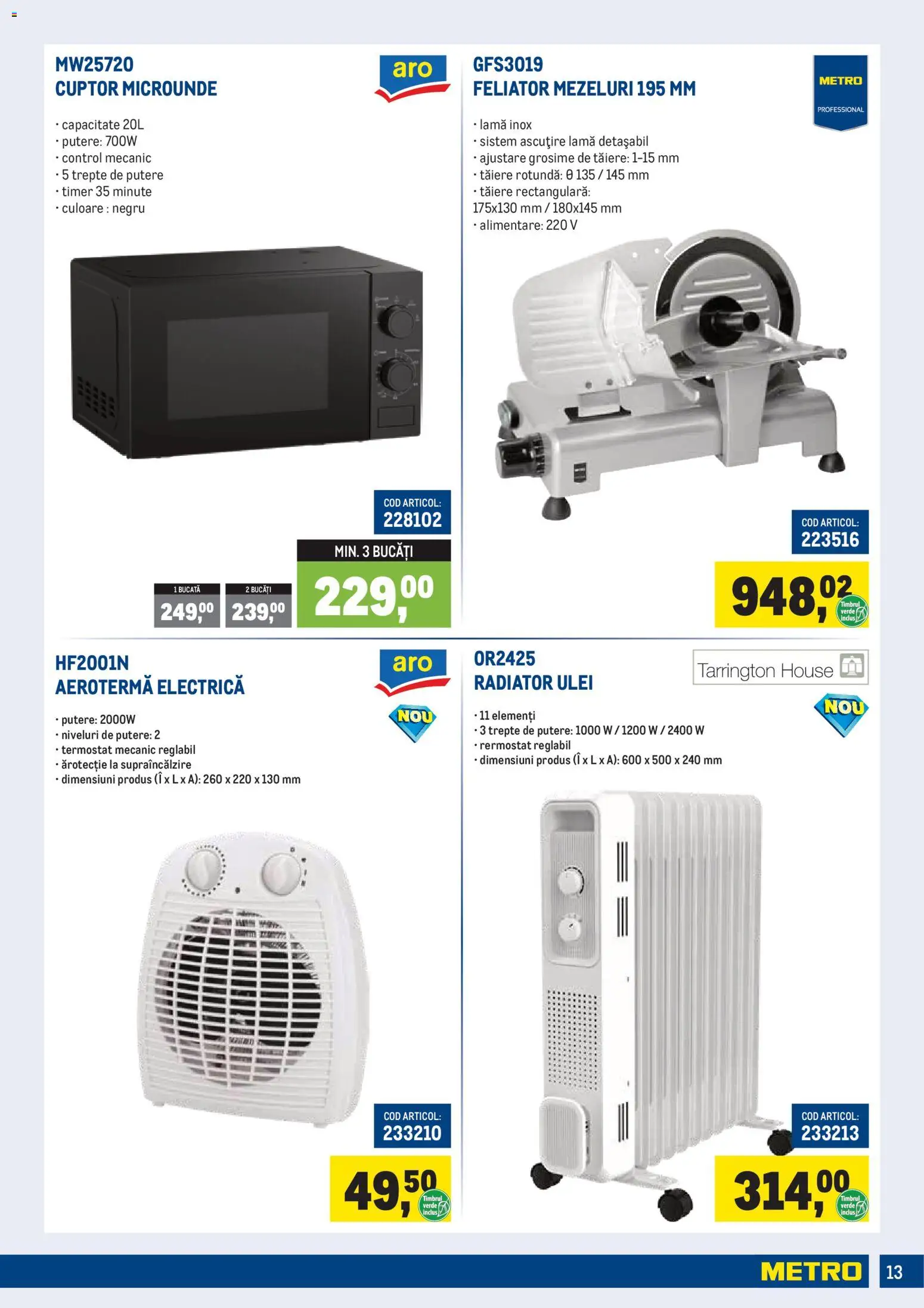 Catalog METRO 1 Octombrie 2026 - 3 Ianuarie 2027 | Pagina 13 | Produse: Electrică, Cuptor, Feliator, Ulei