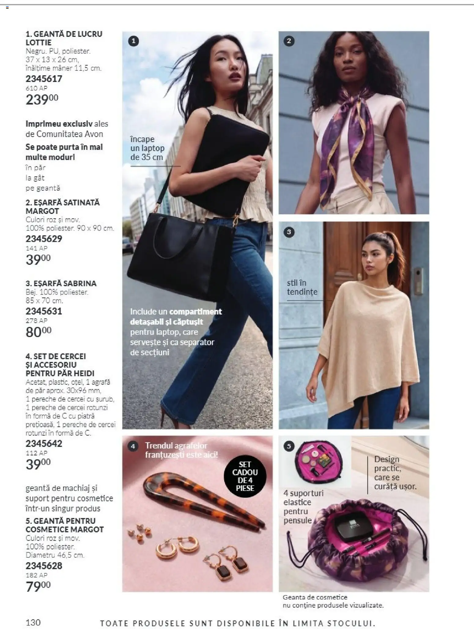 Catalog Avon 1 - 31 Octombrie 2026 | Pagina 130 | Produse: Eșarfă, Geantă, Cercei, Heidi