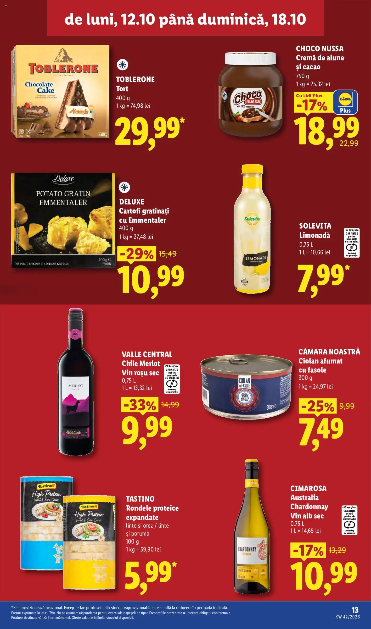 Catalog LIDL 12 - 17 Octombrie 2026 | Pagina 13 | Produse: Vin rosu, Vin alb, Alune, Tastino