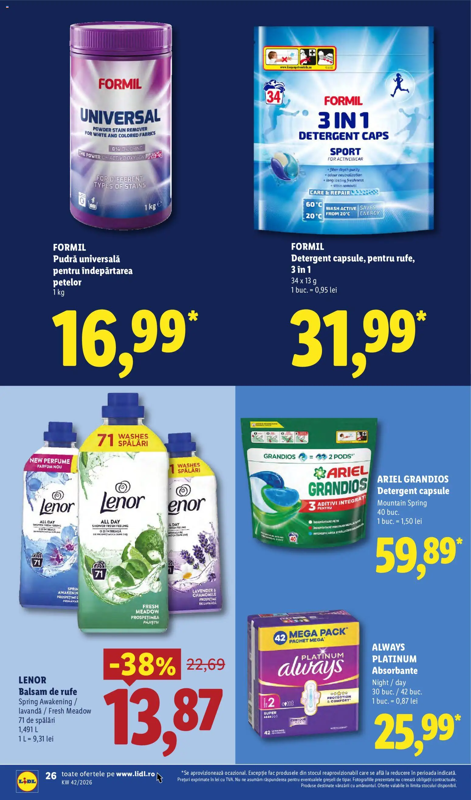 Catalog LIDL 12 - 17 Octombrie 2026 | Pagina 26 | Produse: Detergent Capsule, Duș, Absorbante, Power