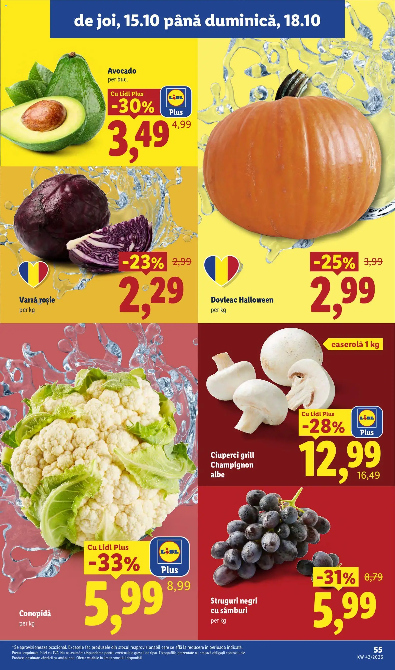 Catalog LIDL 12 - 17 Octombrie 2026 | Pagina 55 | Produse: Conopidă, Struguri negri, Ciuperci, Plus