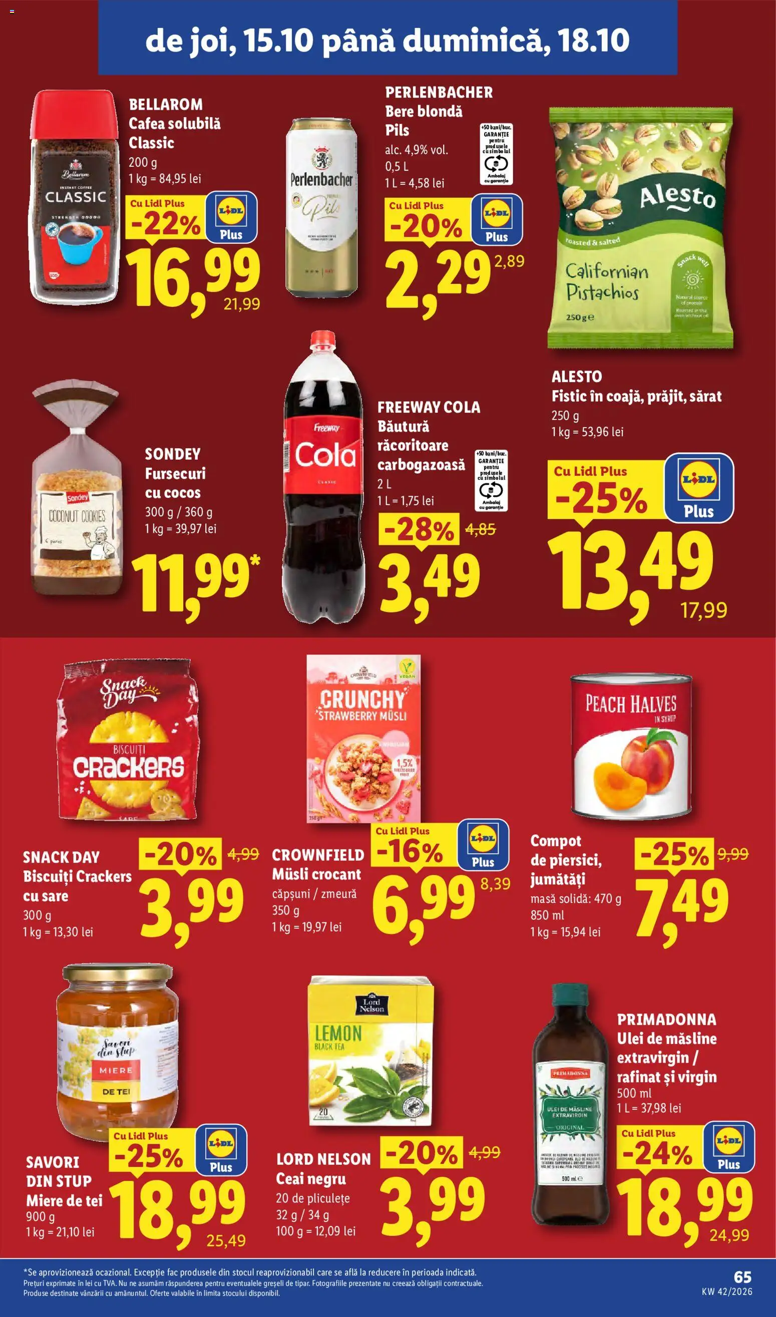 Catalog LIDL 12 - 17 Octombrie 2026 | Pagina 65 | Produse: Bere, Căpșuni, Compot, Biscuiți