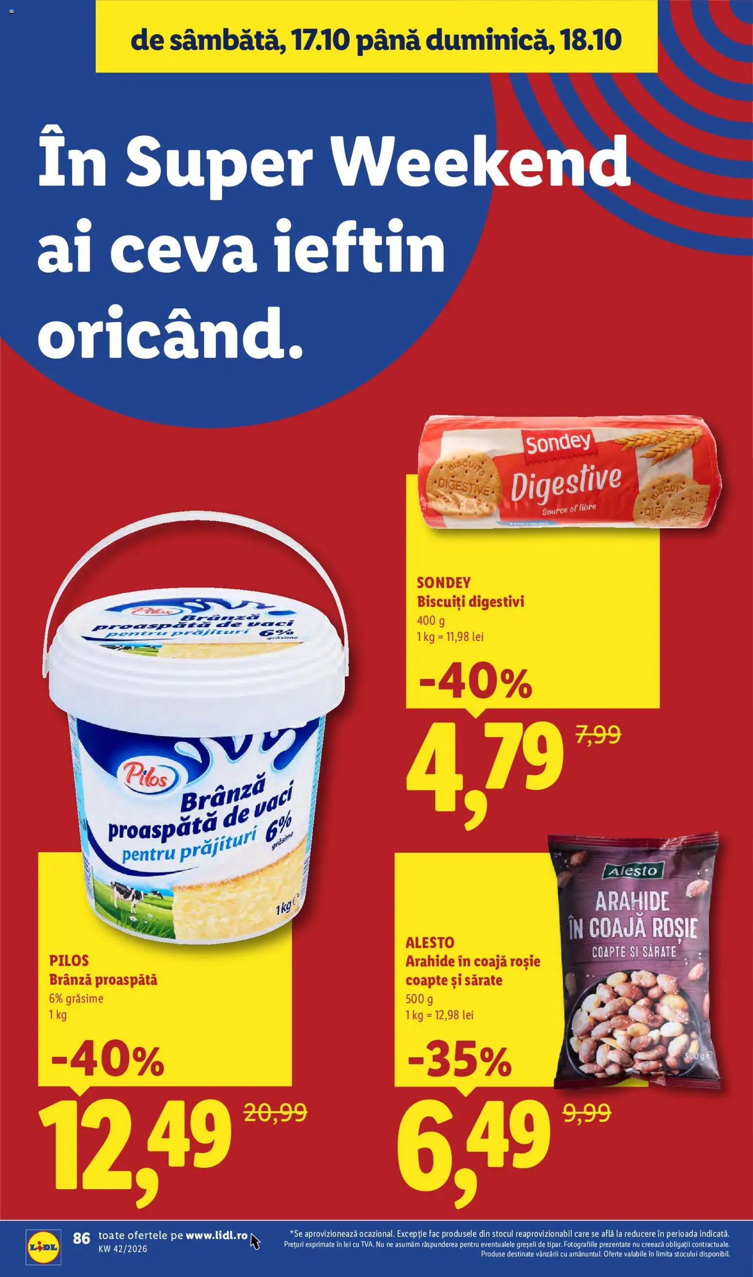 Catalog LIDL 12 - 17 Octombrie 2026 | Pagina 86 | Produse: Pilos, Branza proaspata, Arahide, Brânză