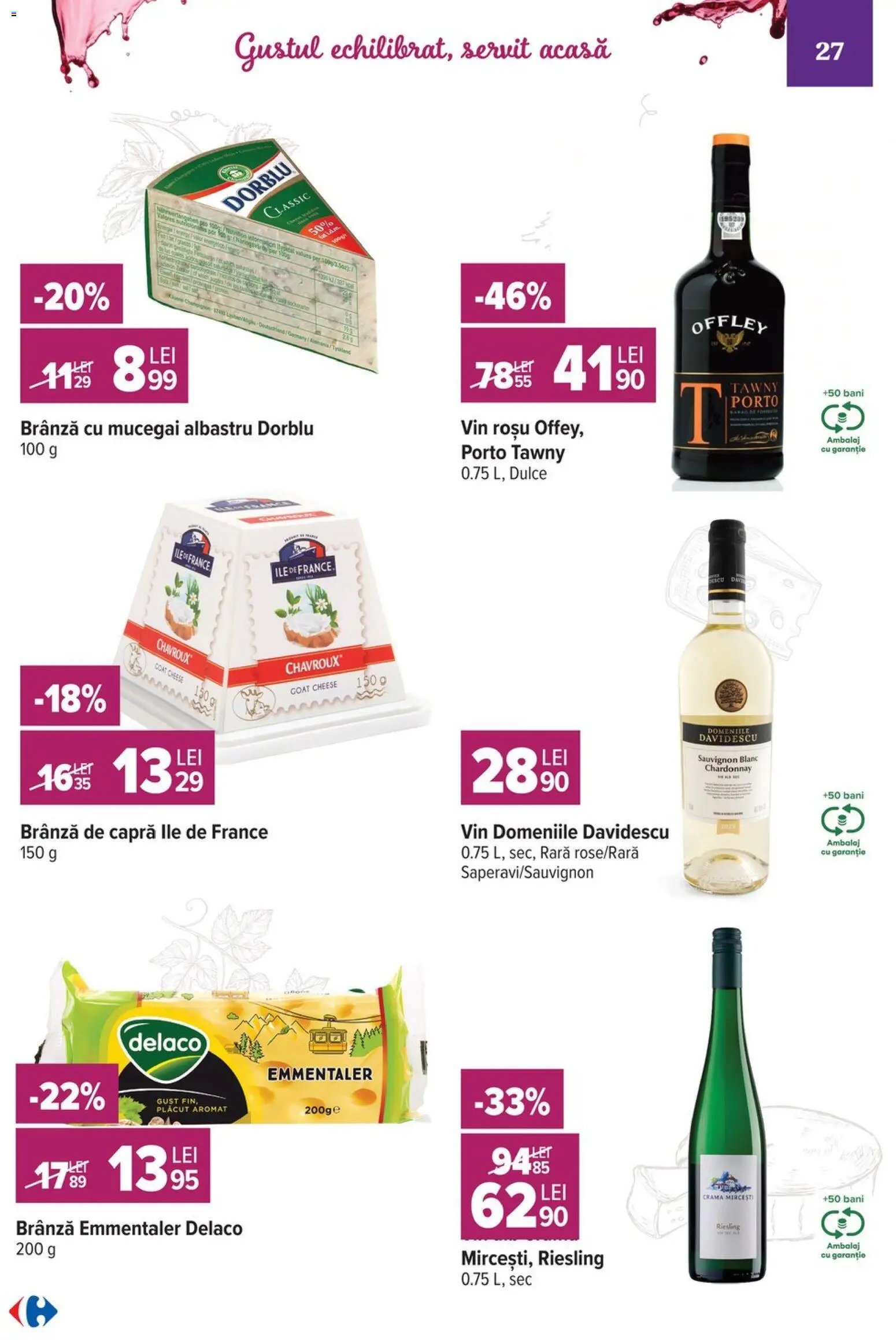 Catalog Carrefour 7 - 19 Octombrie 2026 | Pagina 27 | Produse: Vin rosu, Delaco, Brânză cu mucegai, Sauvignon