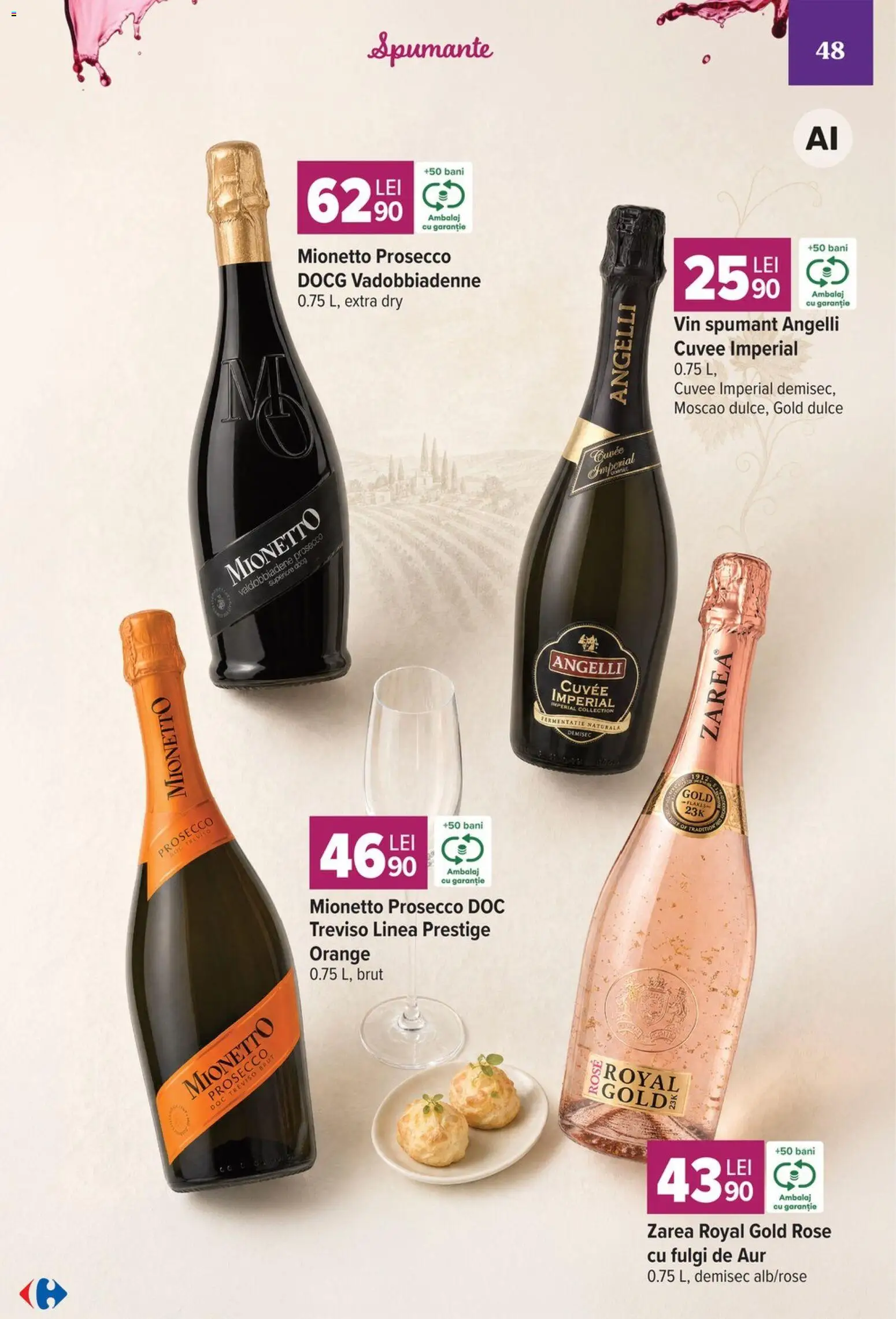 Catalog Carrefour 7 - 19 Octombrie 2026 | Pagina 48 | Produse: Vin spumant, Prosecco, Vin, Fulgi