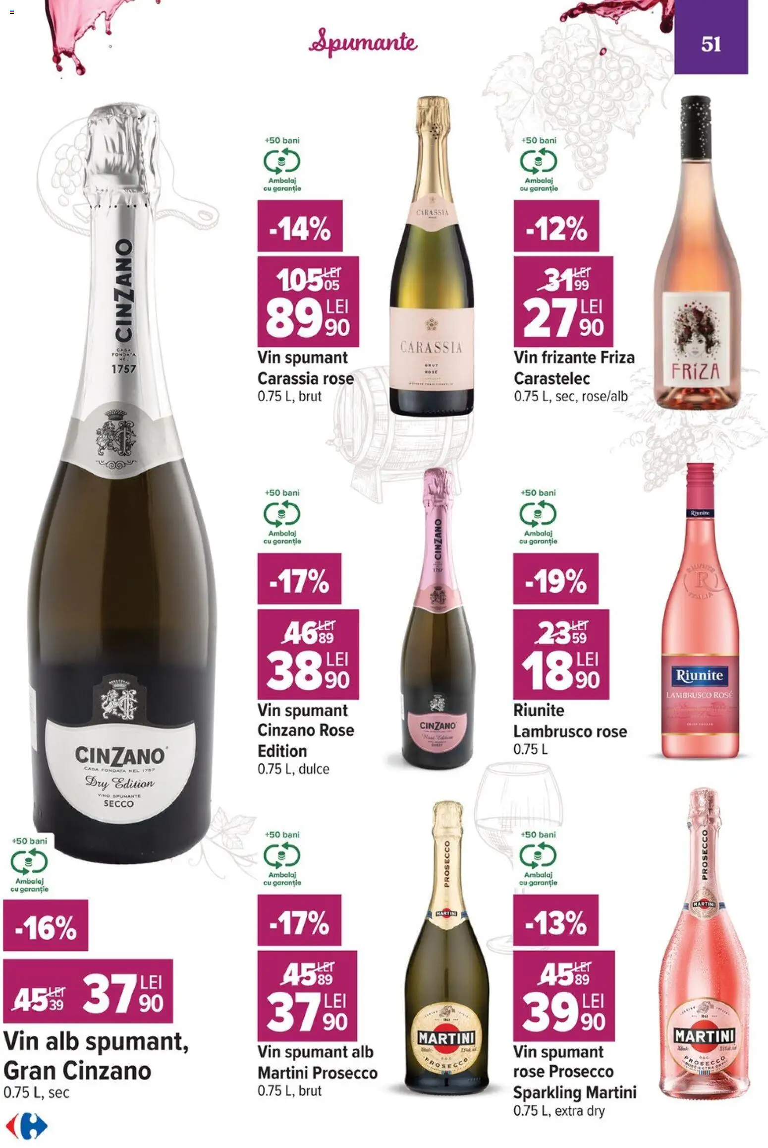 Catalog Carrefour 7 - 19 Octombrie 2026 | Pagina 51 | Produse: Vin spumant, Lambrusco, Prosecco, Vin
