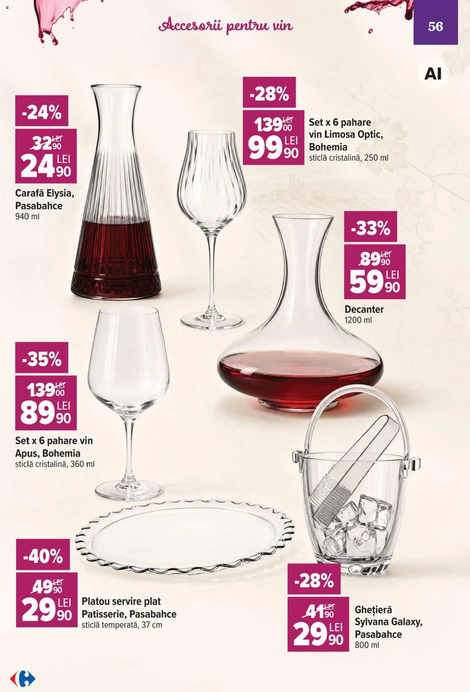 Catalog Carrefour 7 - 19 Octombrie 2026 | Pagina 56 | Produse: Pahare, Carafă, Vin