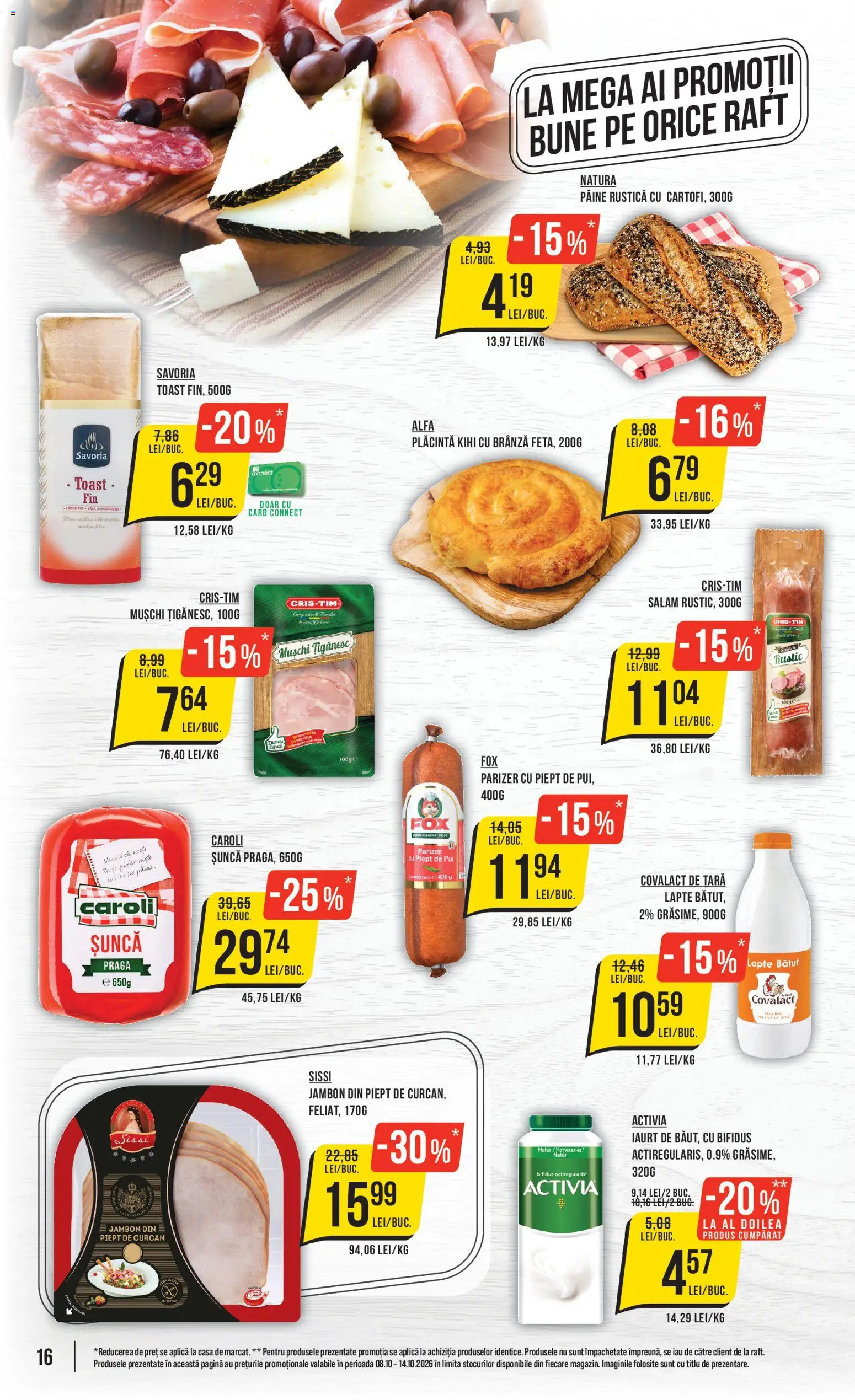 Catalog Mega Image 8 - 13 Octombrie 2026 | Pagina 16 | Produse: Raft, Covalact de tara, Salam, Șuncă