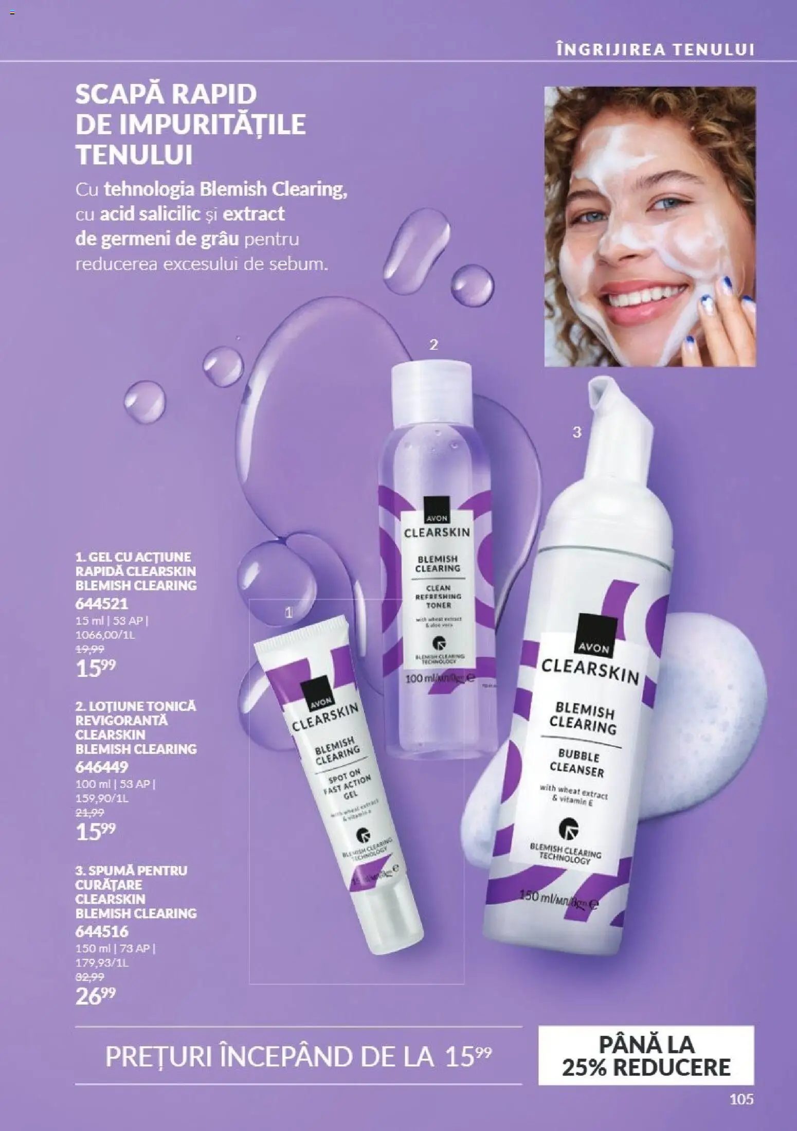 Catalog Avon 1 - 30 Noiembrie 2026 | Pagina 105 | Produse: Loțiune tonică, Clean, Toner