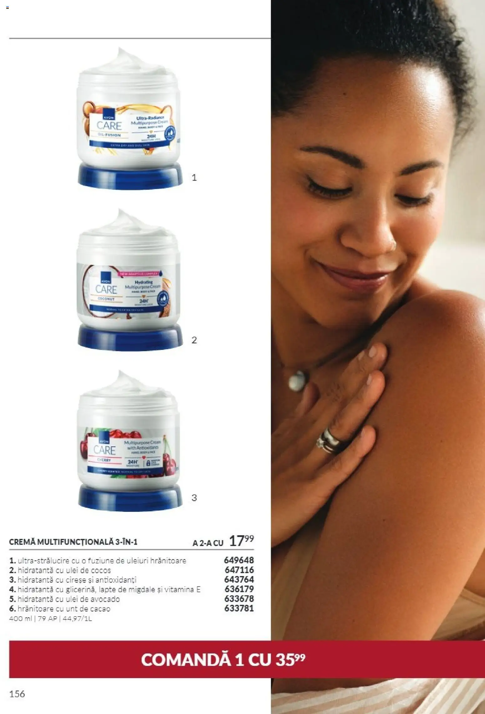 Catalog Avon 1 - 30 Noiembrie 2026 | Pagina 156 | Produse: Ulei de cocos, Migdale, Cireșe, Avocado