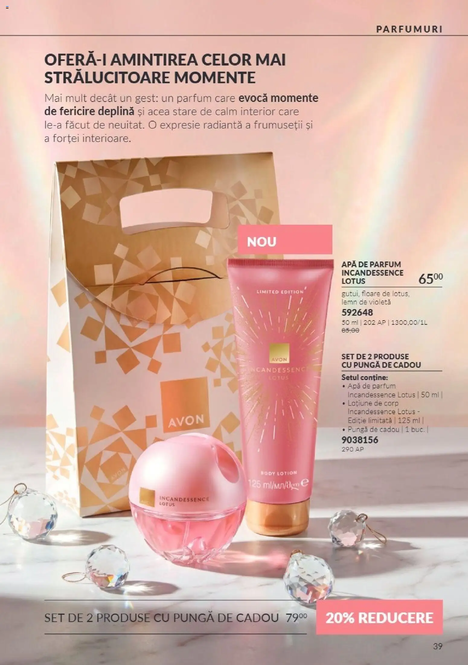 Catalog Avon 1 - 30 Noiembrie 2026 | Pagina 39 | Produse: Apă de parfum, Pungă, Lotus, Parfum