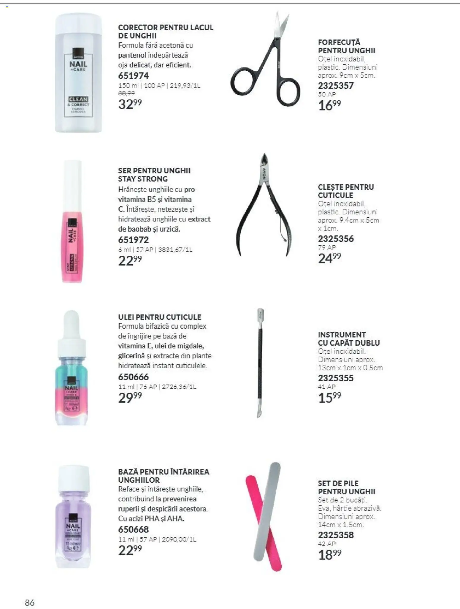 Catalog Avon 1 - 30 Noiembrie 2026 | Pagina 86 | Produse: Ser pentru unghii, Forfecuță, Ulei, Ojă