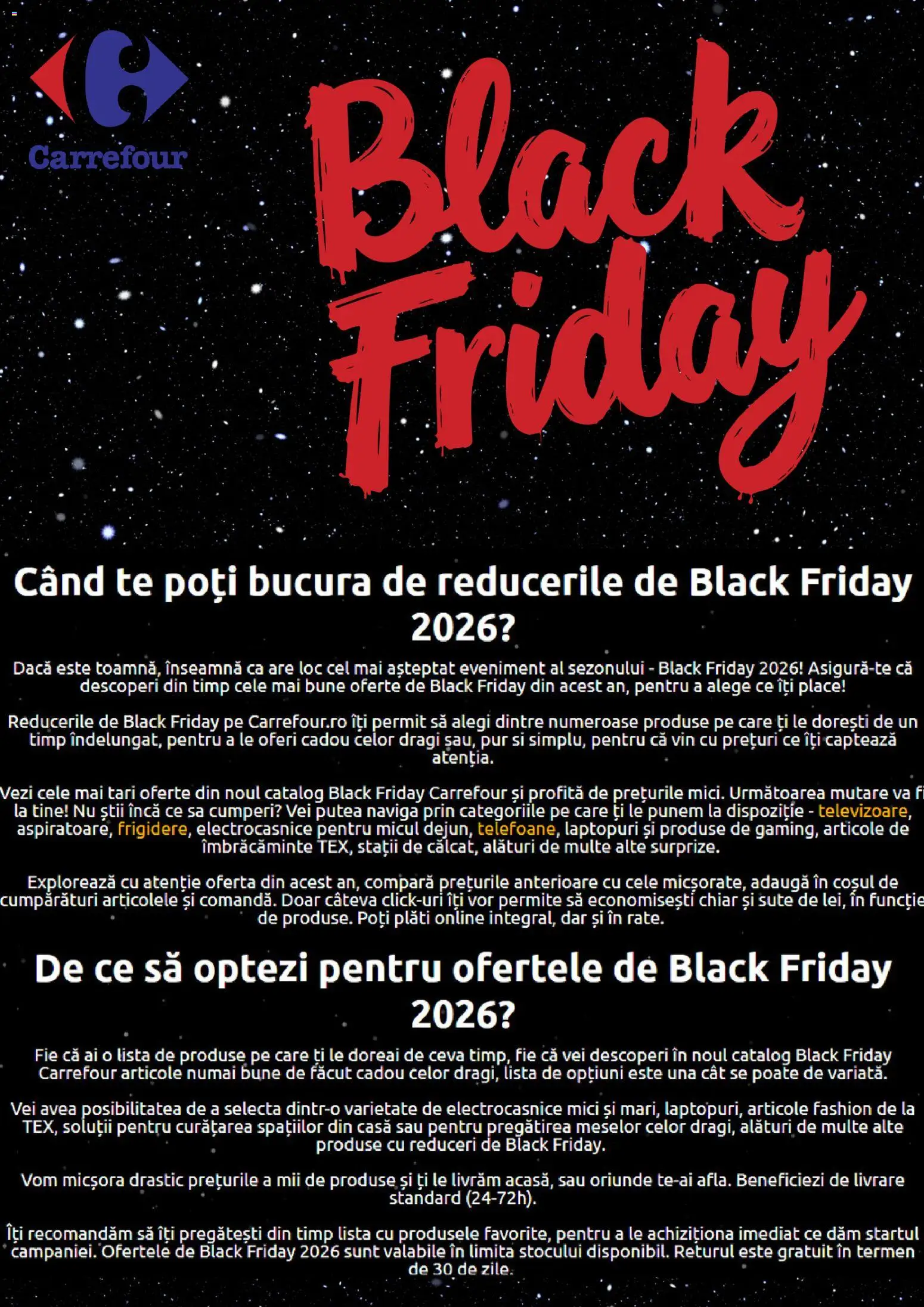 Catalog Carrefour 9 Octombrie - 4 Noiembrie 2026 | Pagina 1 | Produse: Mici, Vin, Black