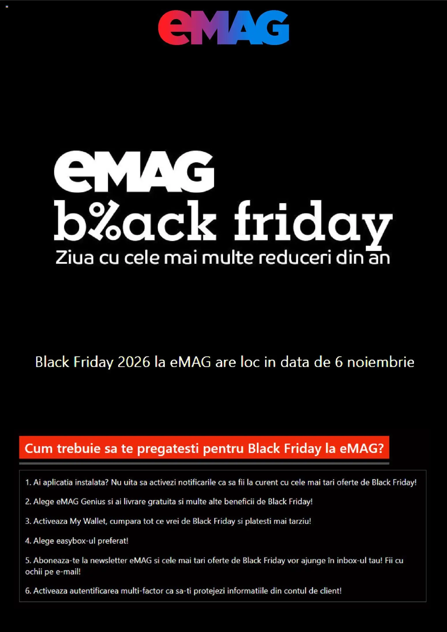 Catalog eMag 9 Octombrie - 4 Noiembrie 2026 | Pagina 1 | Produse: Black