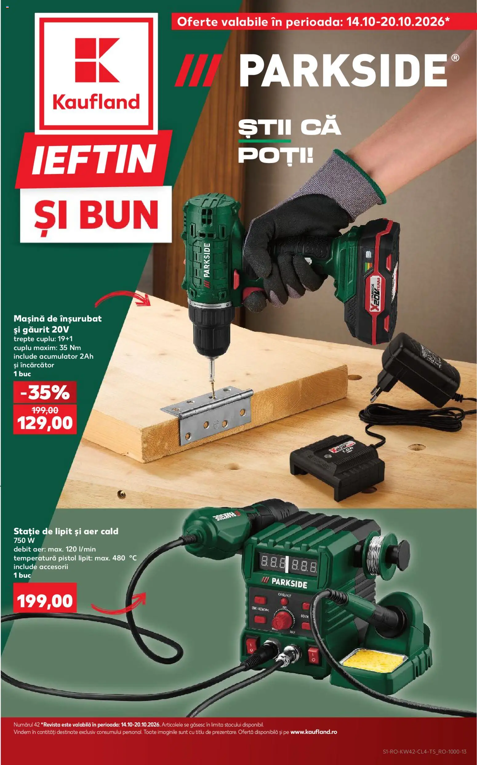 Catalog Kaufland 14 - 19 Octombrie 2026 | Pagina 1 | Produse: Încărcător, Masina de Insurubat, Parkside