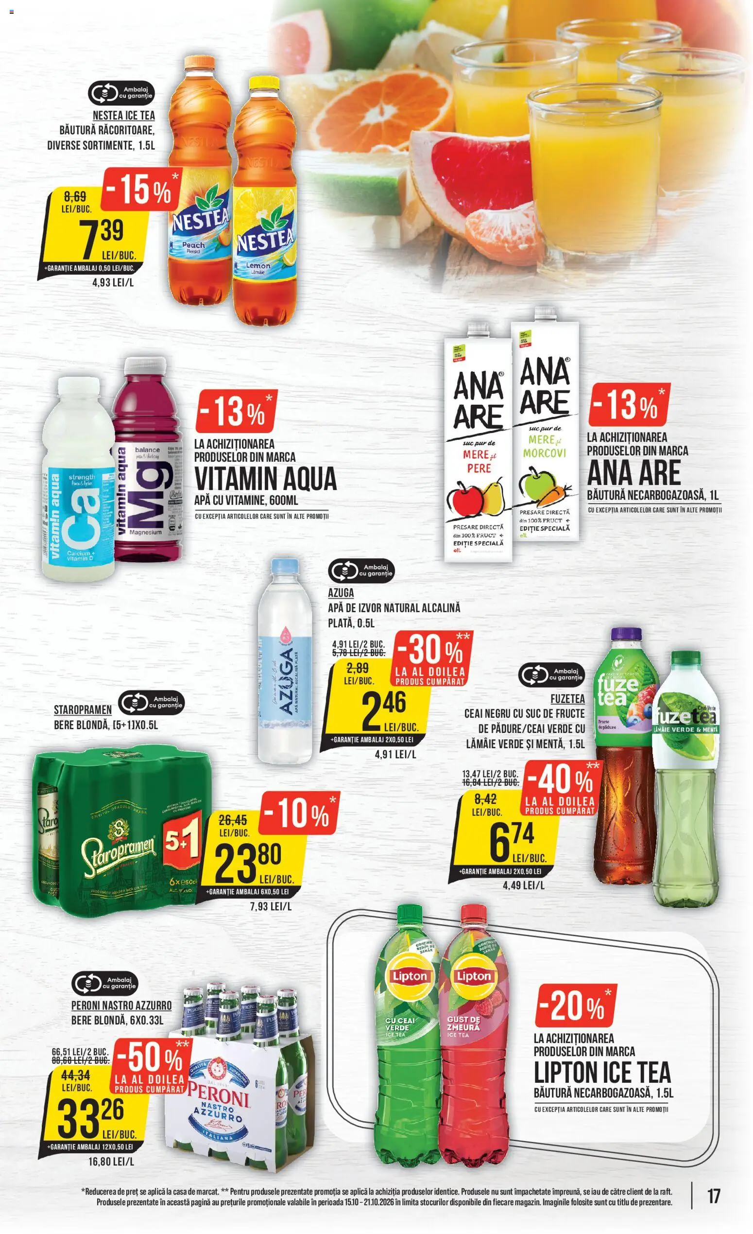 Catalog Mega Image 15 - 20 Octombrie 2026 | Pagina 17 | Produse: Peroni nastro azzurro, Ceai, Ice tea, Ușă
