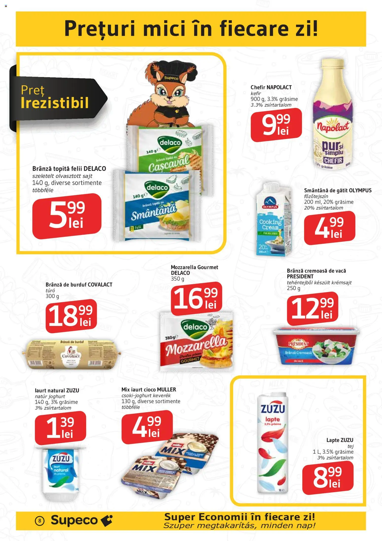 Catalog Supeco 15 - 20 Octombrie 2026 | Pagina 8 | Produse: Branza topita felii, Mici, Lapte, Brânză