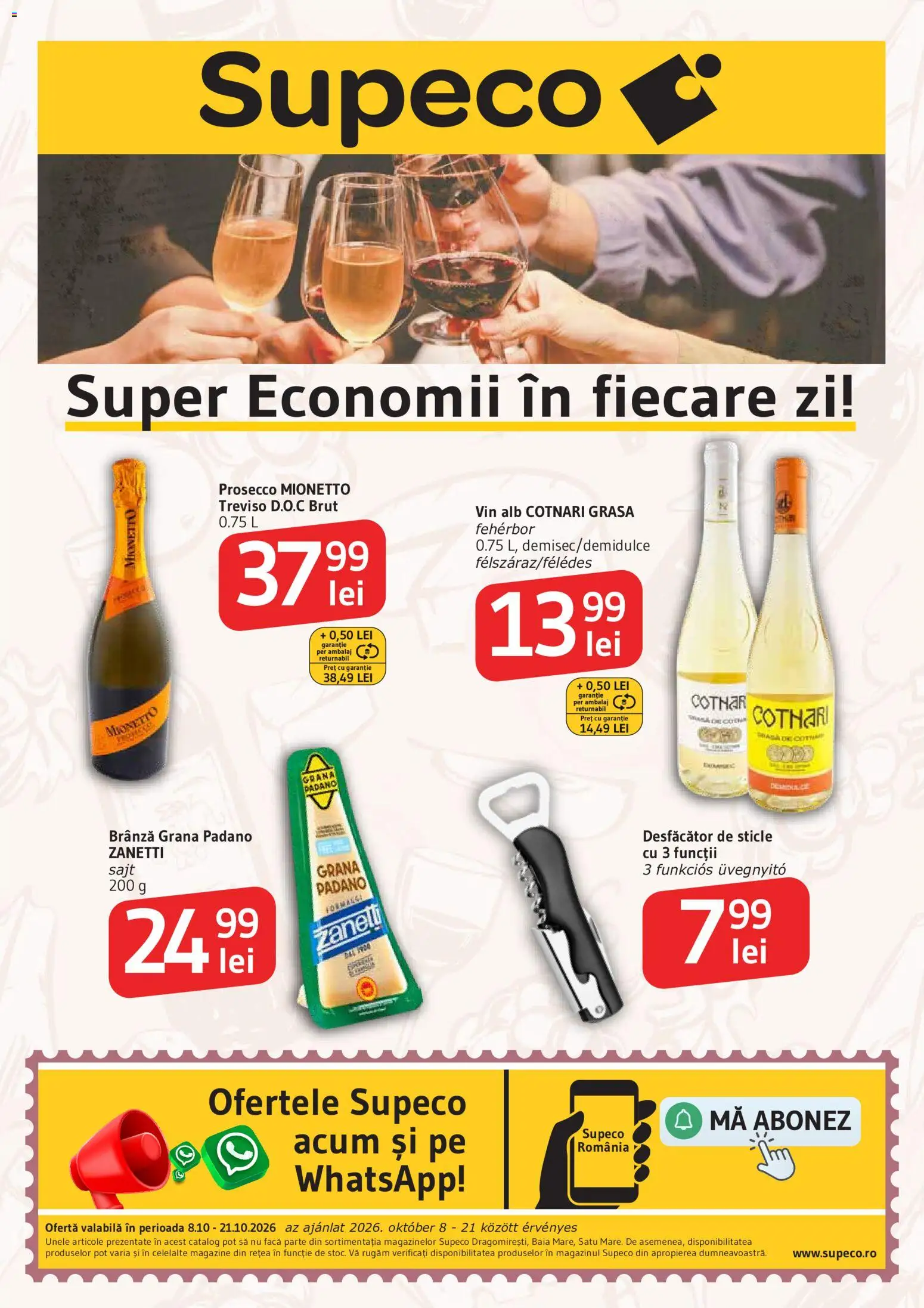 Catalog Supeco 8 - 20 Octombrie 2026 | Pagina 1 | Produse: Vin alb, Prosecco, Brânză, Vin