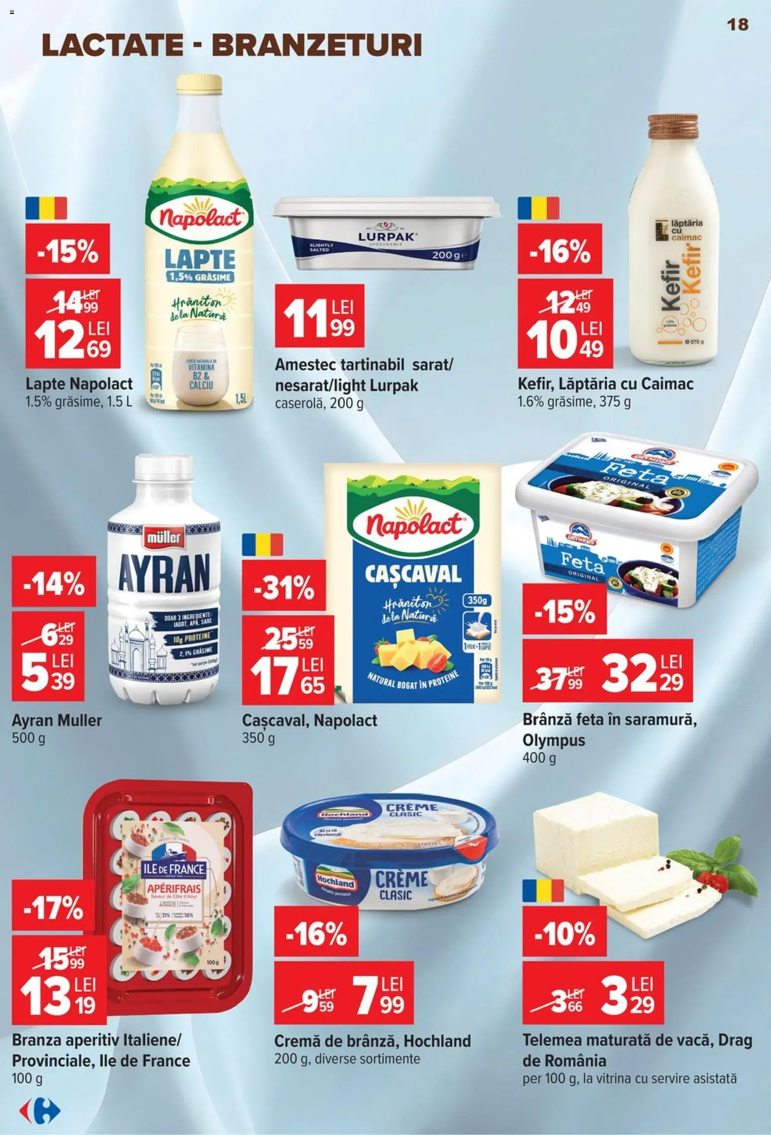 Catalog Carrefour 14 - 26 Octombrie 2026 | Pagina 18 | Produse: Proteine, Brânză feta, Cașcaval, Hochland