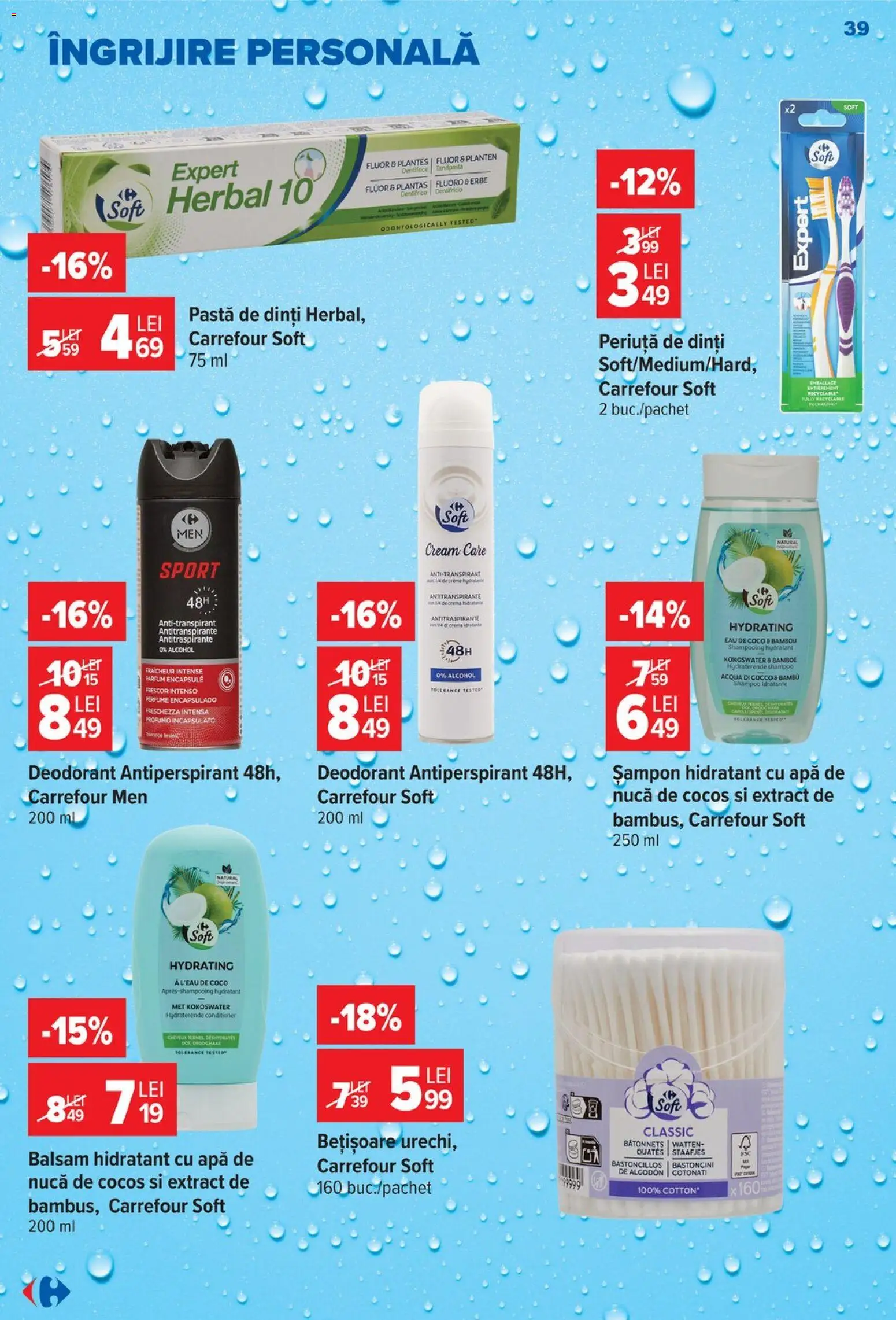 Catalog Carrefour 14 - 26 Octombrie 2026 | Pagina 39 | Produse: Șampon, Sport, Cremă, Apă