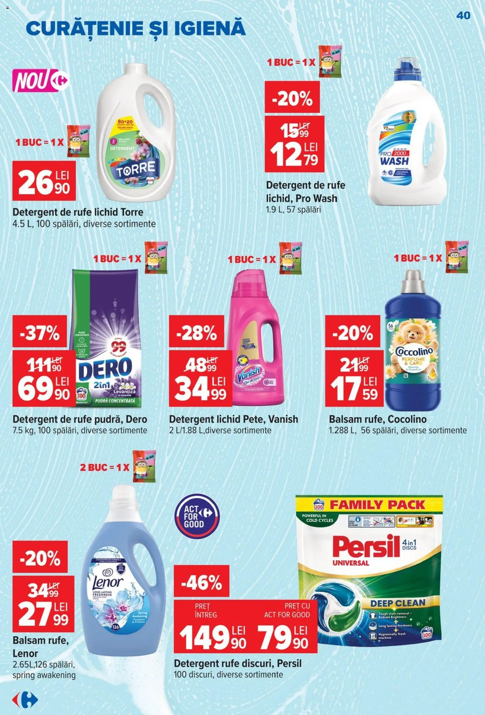 Catalog Carrefour 14 - 26 Octombrie 2026 | Pagina 40 | Produse: Detergent Rufe, Pudră, Balsam, Vanish
