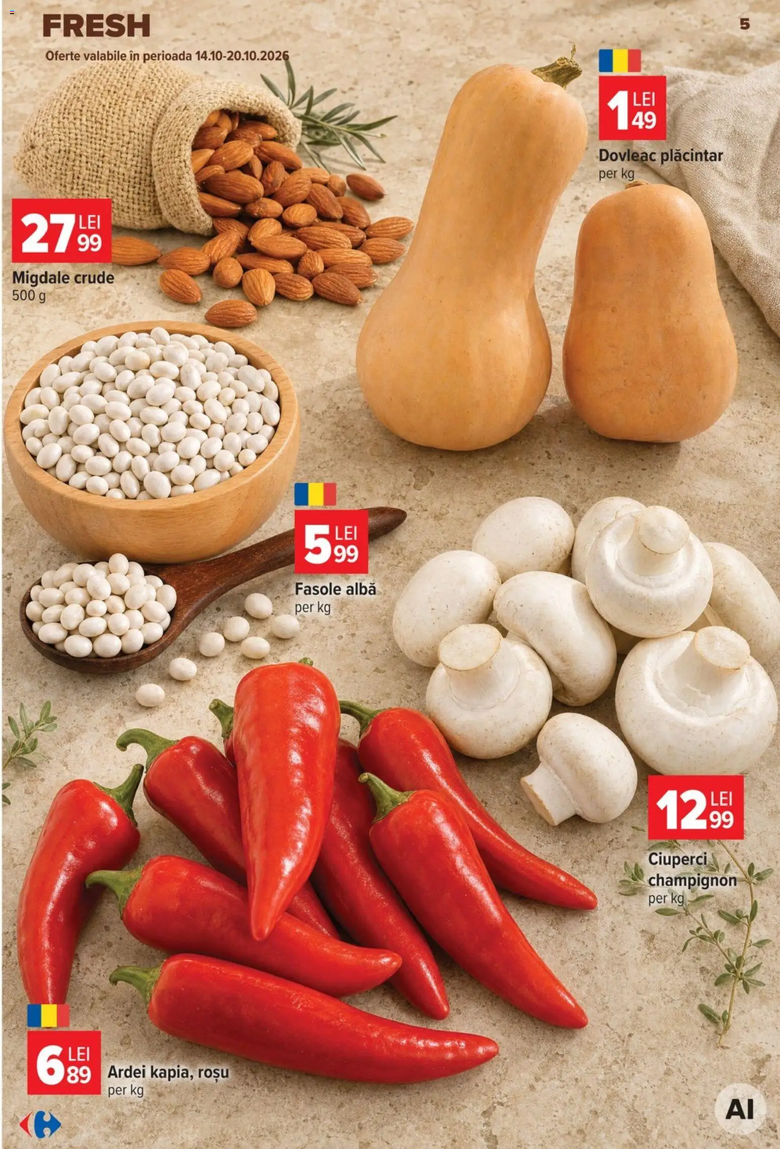 Catalog Carrefour 14 - 26 Octombrie 2026 | Pagina 5 | Produse: Dovleac, Alba, Migdale, Fasole albă