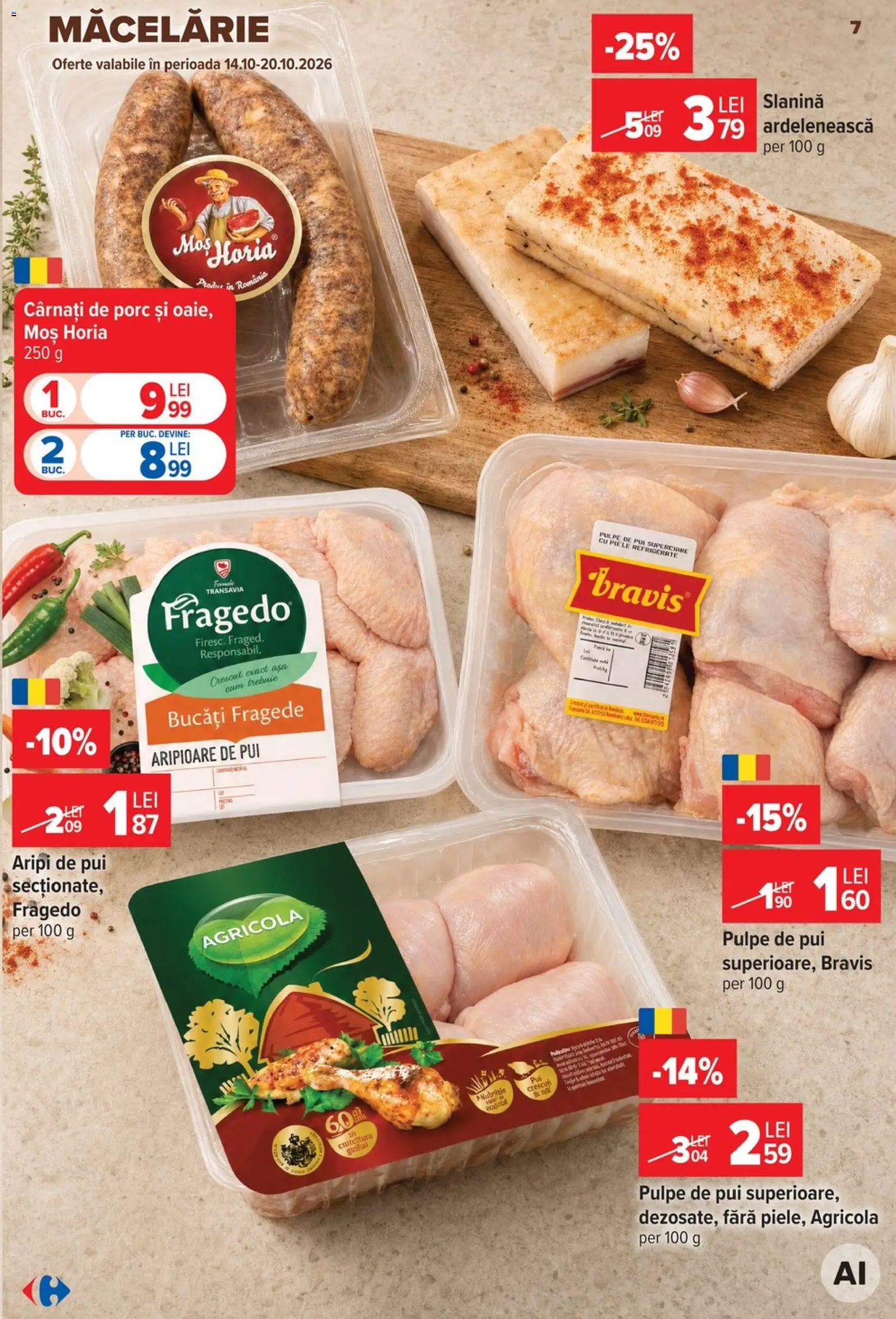 Catalog Carrefour 14 - 26 Octombrie 2026 | Pagina 7 | Produse: Slanina, Carnati de porc, Agricola, Pui