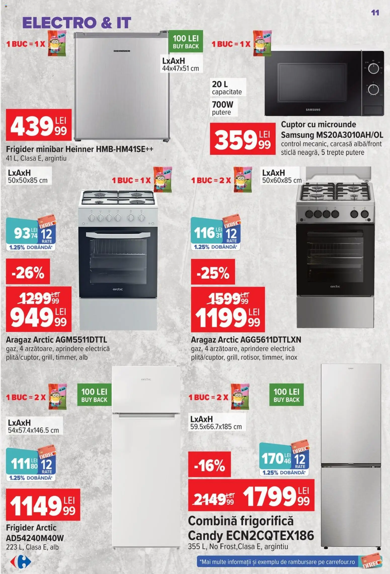Catalog Carrefour 14 - 26 Octombrie 2026 | Pagina 11 | Produse: Electrică, Carcasă, Aragaz, Combină frigorifică