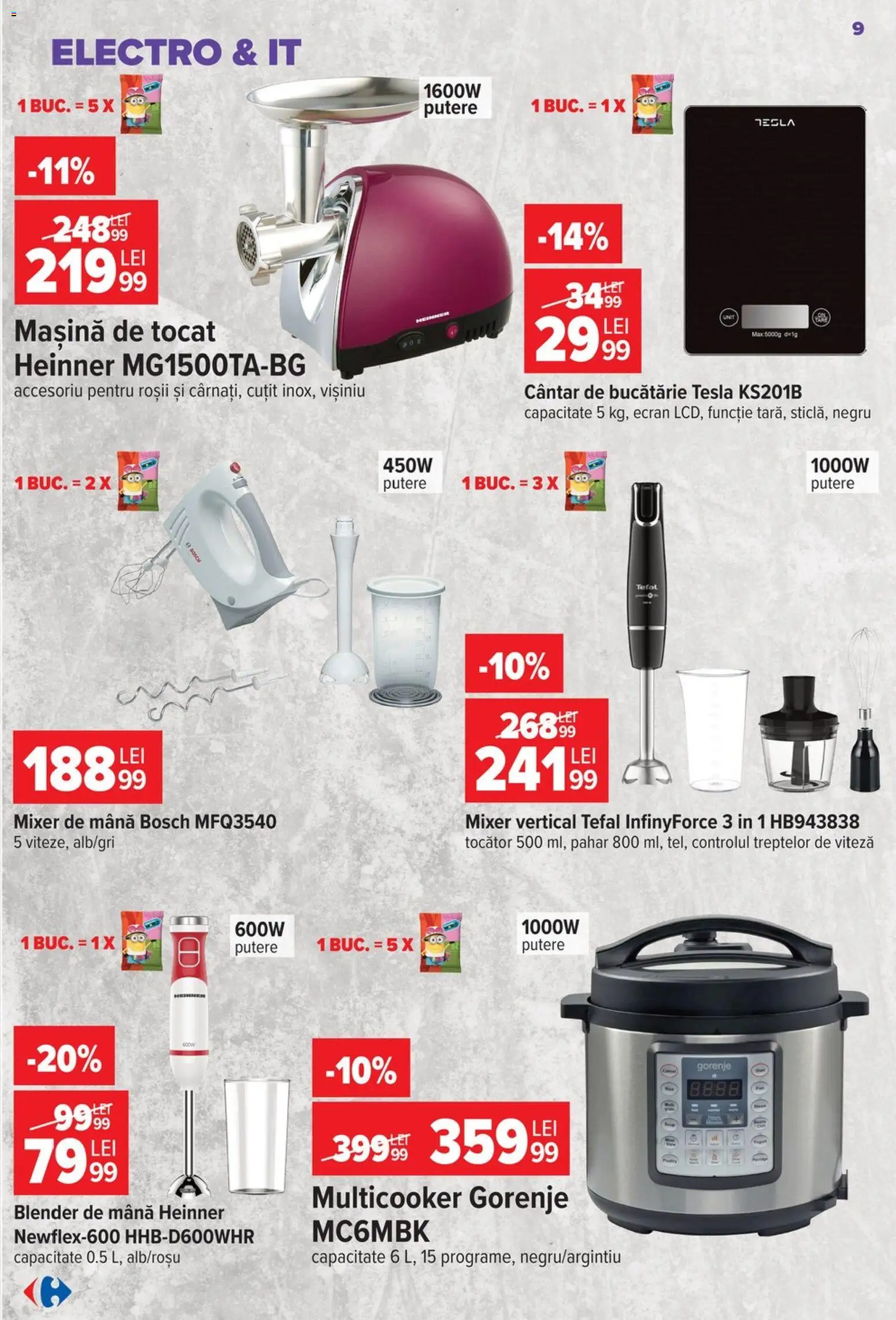 Catalog Carrefour 14 - 26 Octombrie 2026 | Pagina 9 | Produse: Mixer, Cântar, Cuțit, Tocător