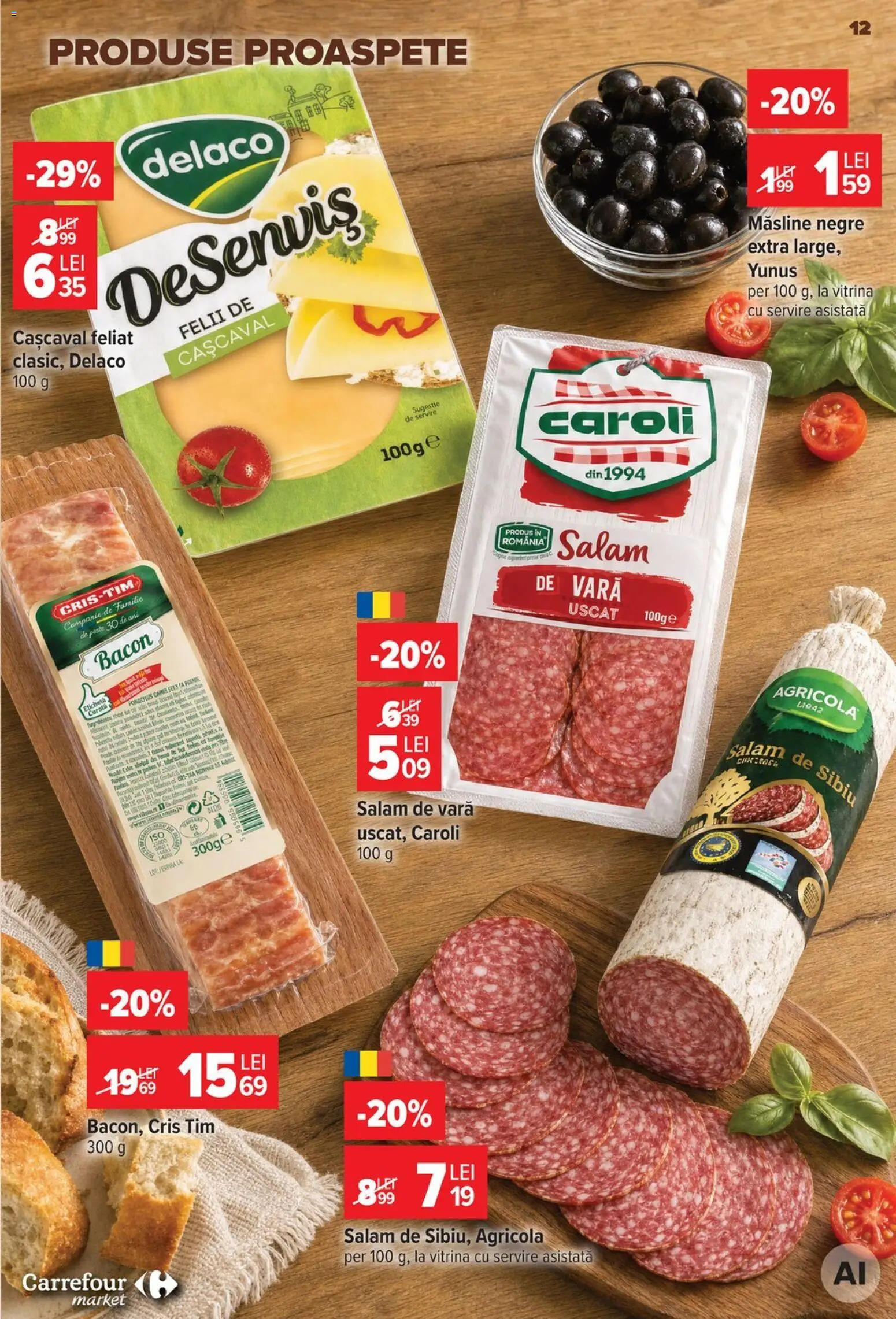 Catalog Carrefour 14 - 26 Octombrie 2026 | Pagina 12 | Produse: Masline negre, Cașcaval, Măsline, Bacon