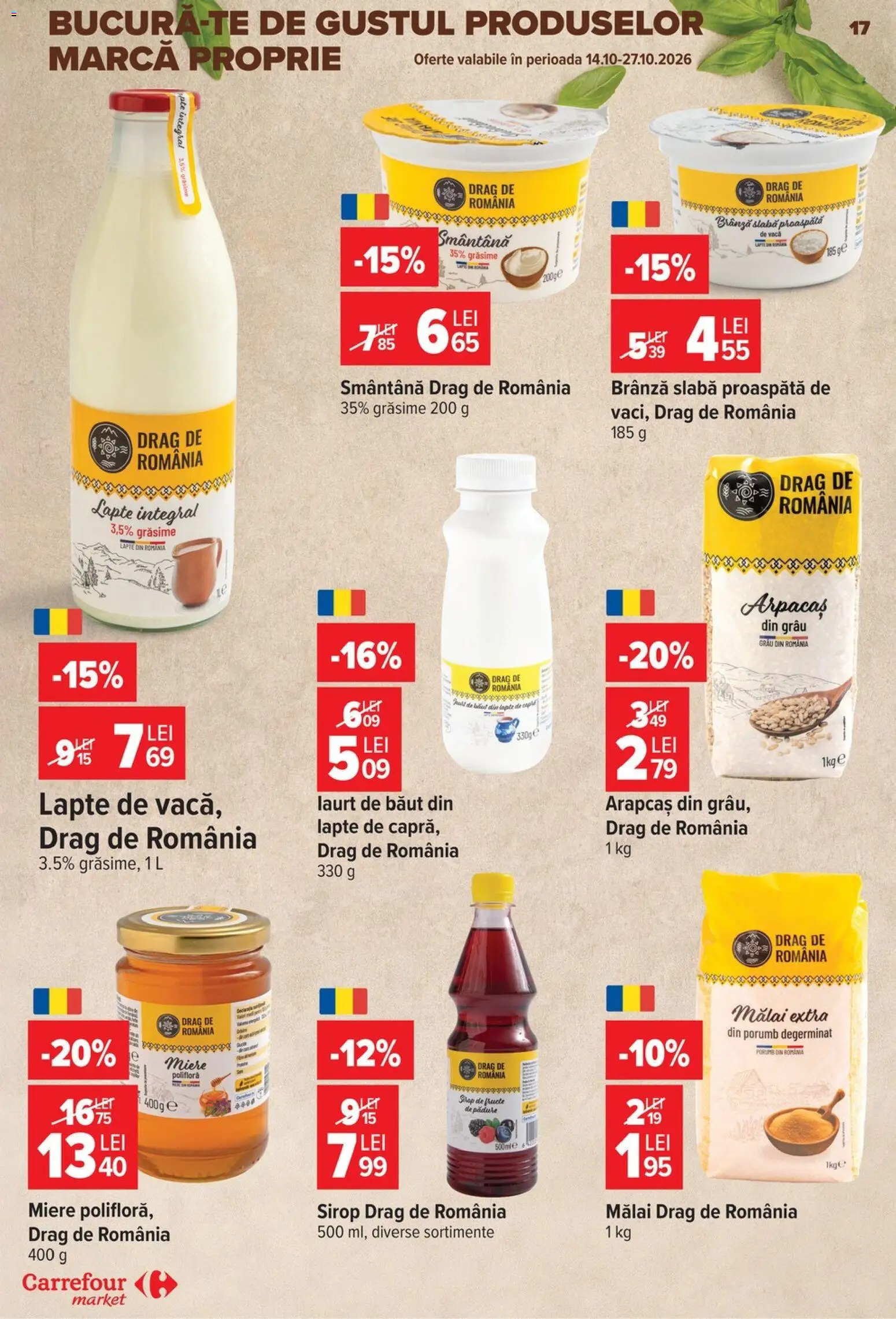 Catalog Carrefour 14 - 26 Octombrie 2026 | Pagina 17 | Produse: Lapte, Mălai, Sirop, Smântână