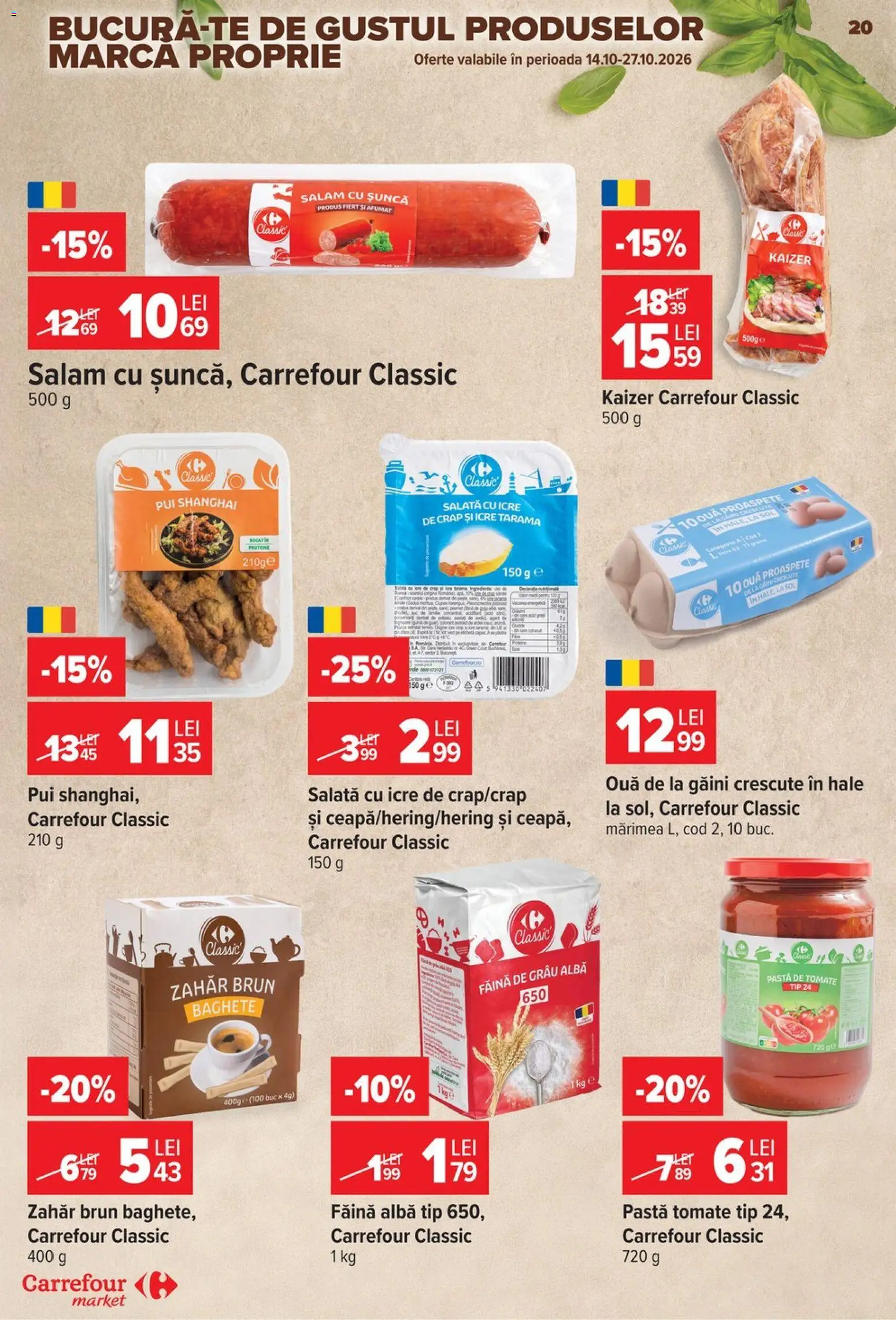 Catalog Carrefour 14 - 26 Octombrie 2026 | Pagina 20 | Produse: Carrefour Classic, Alba, Făină, Salată cu icre