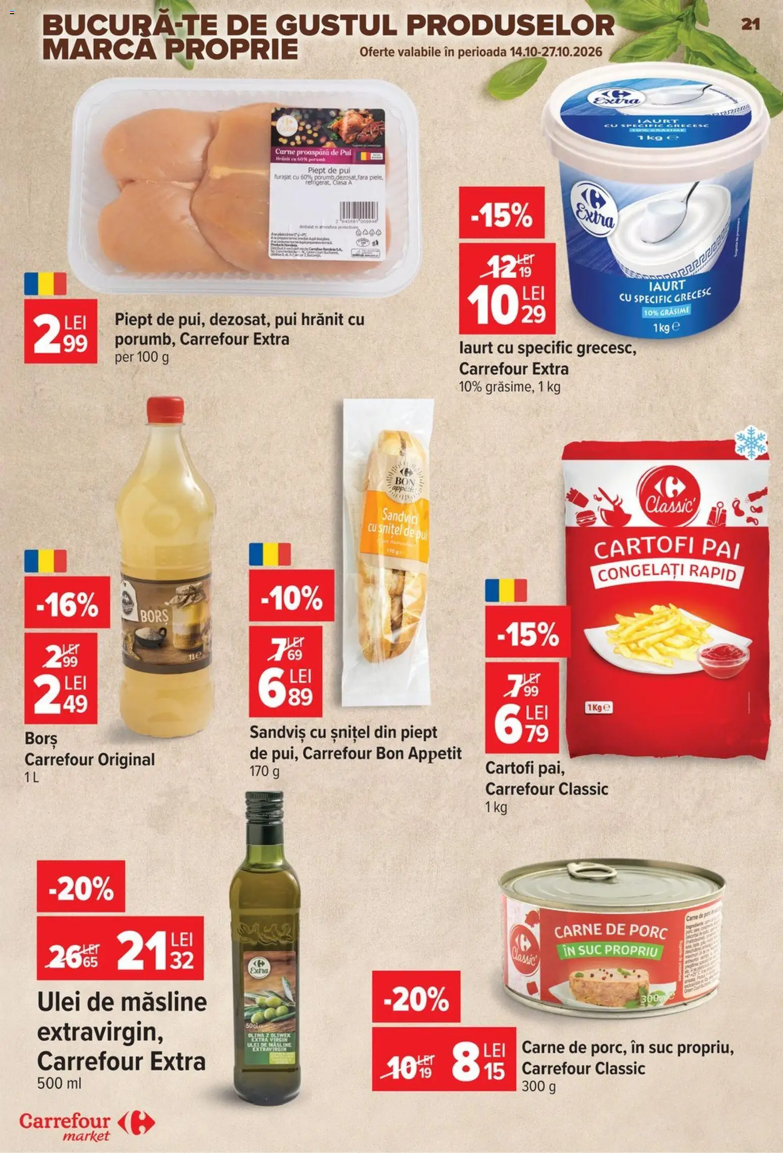 Catalog Carrefour 14 - 26 Octombrie 2026 | Pagina 21 | Produse: Sandviș, Borș, Ulei, Suc