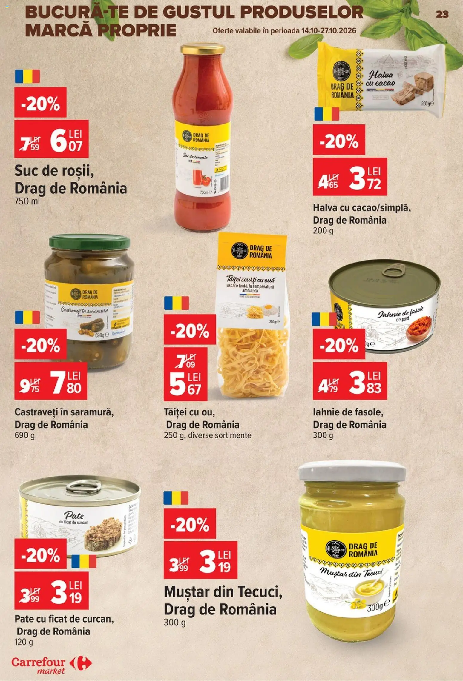 Catalog Carrefour 14 - 26 Octombrie 2026 | Pagina 23 | Produse: Suc, Muștar, Cacao, Castraveți